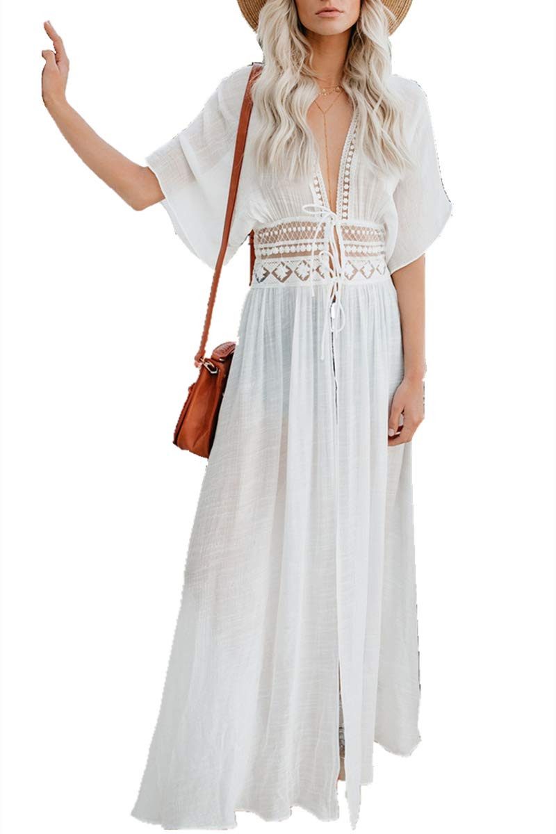 RWEUOQ Strandkleid Kimono Sommerkleid Damen Strandkleid günstig online kaufen