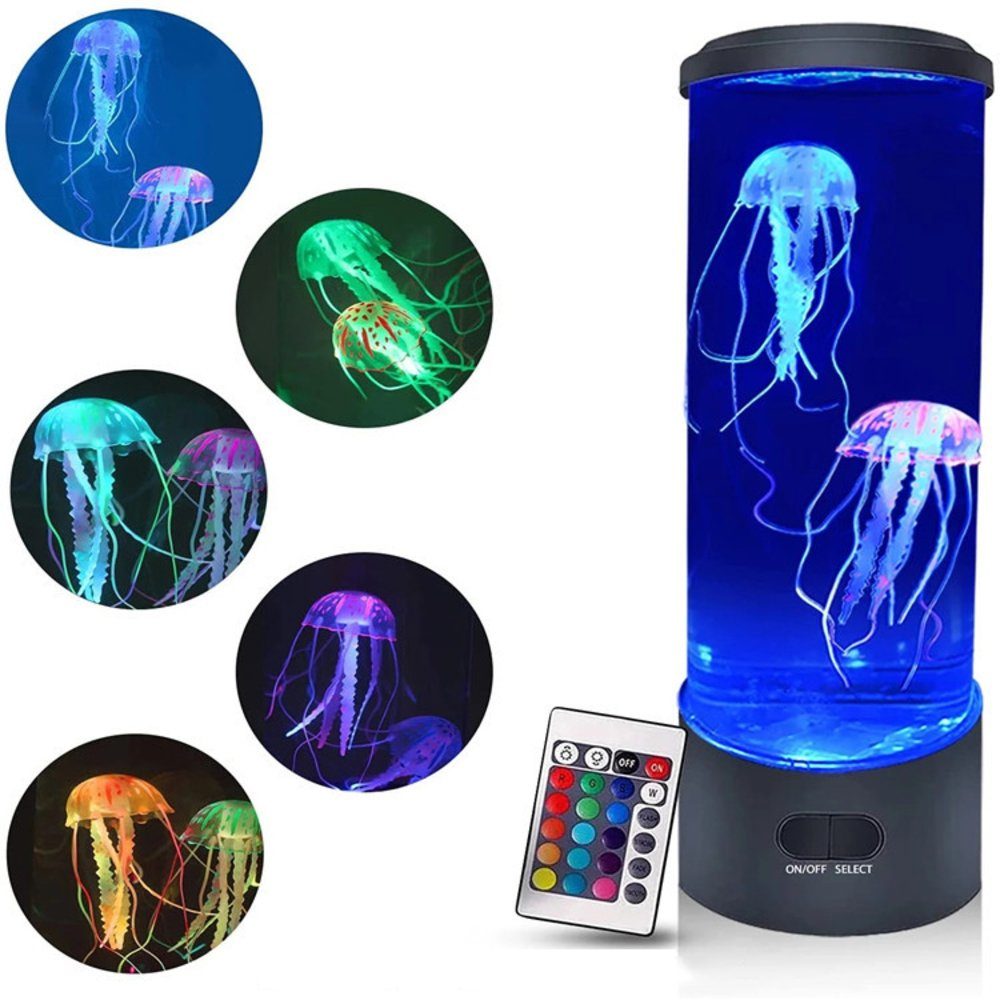 PRECORN Lavalampe Quallen-Lampe Aquarium Nachtlicht 3D-Meeresaquarium Geschenke Kinder
