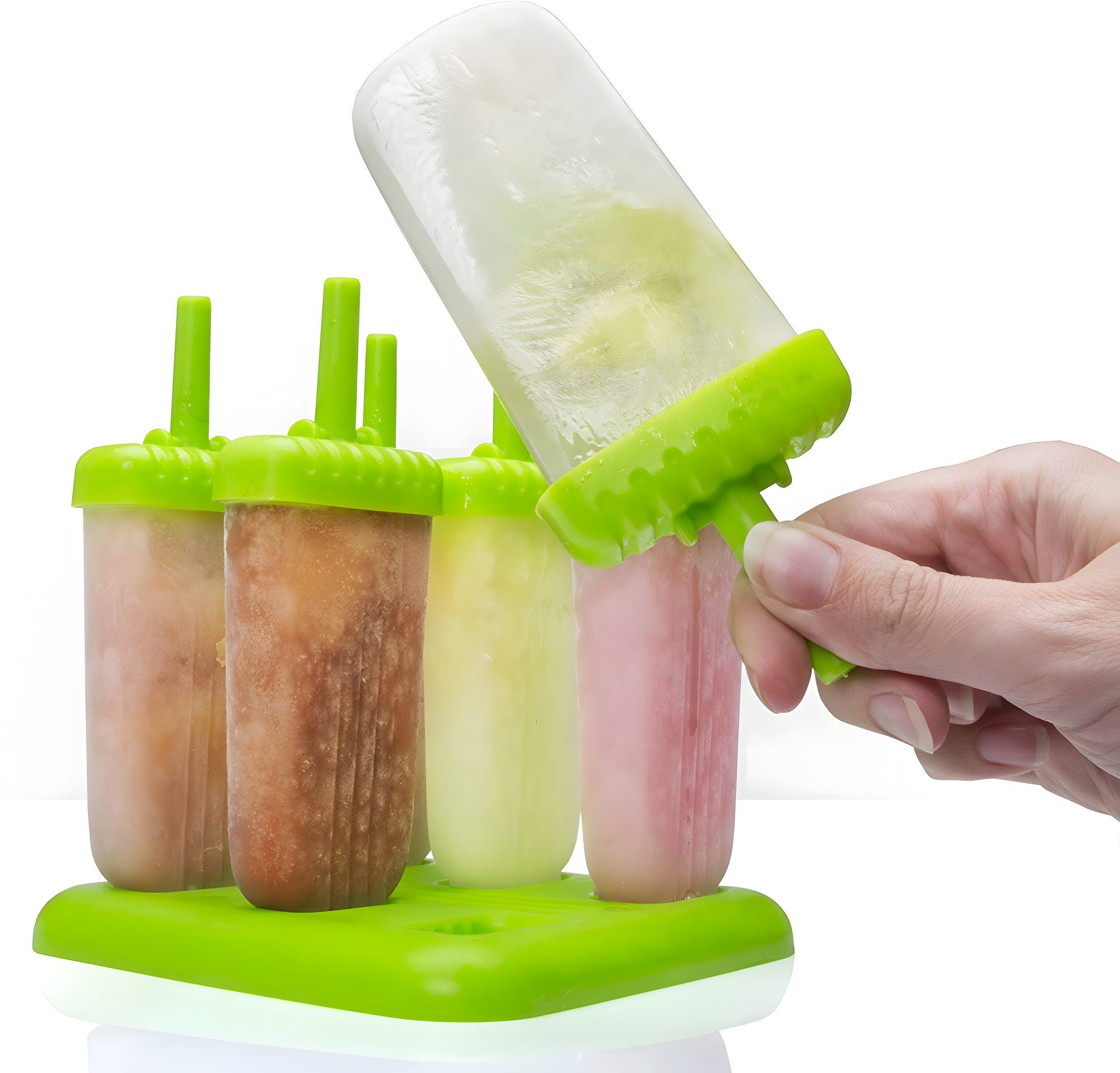 AVANA Eisform Eis am Stiel Formen 6 Stück Wassereis Eiscreme Halter Eislutscher, BPA-frei, Wiederverwendbar, Grün – Bild 5 von 5