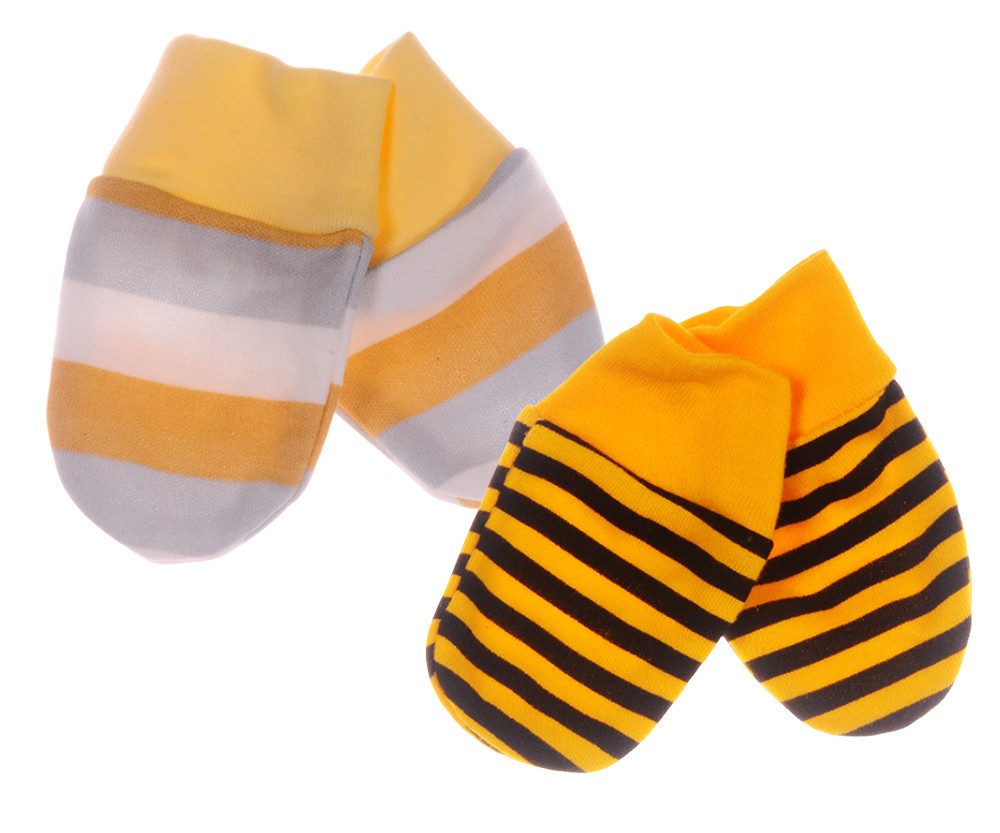 La Bortini Fäustlinge Baby Kratzfäustlinge Kratzhandschuhe 2er Pack in Gelb Baby Zubehör 2 Paare neutral, für Neugeborene