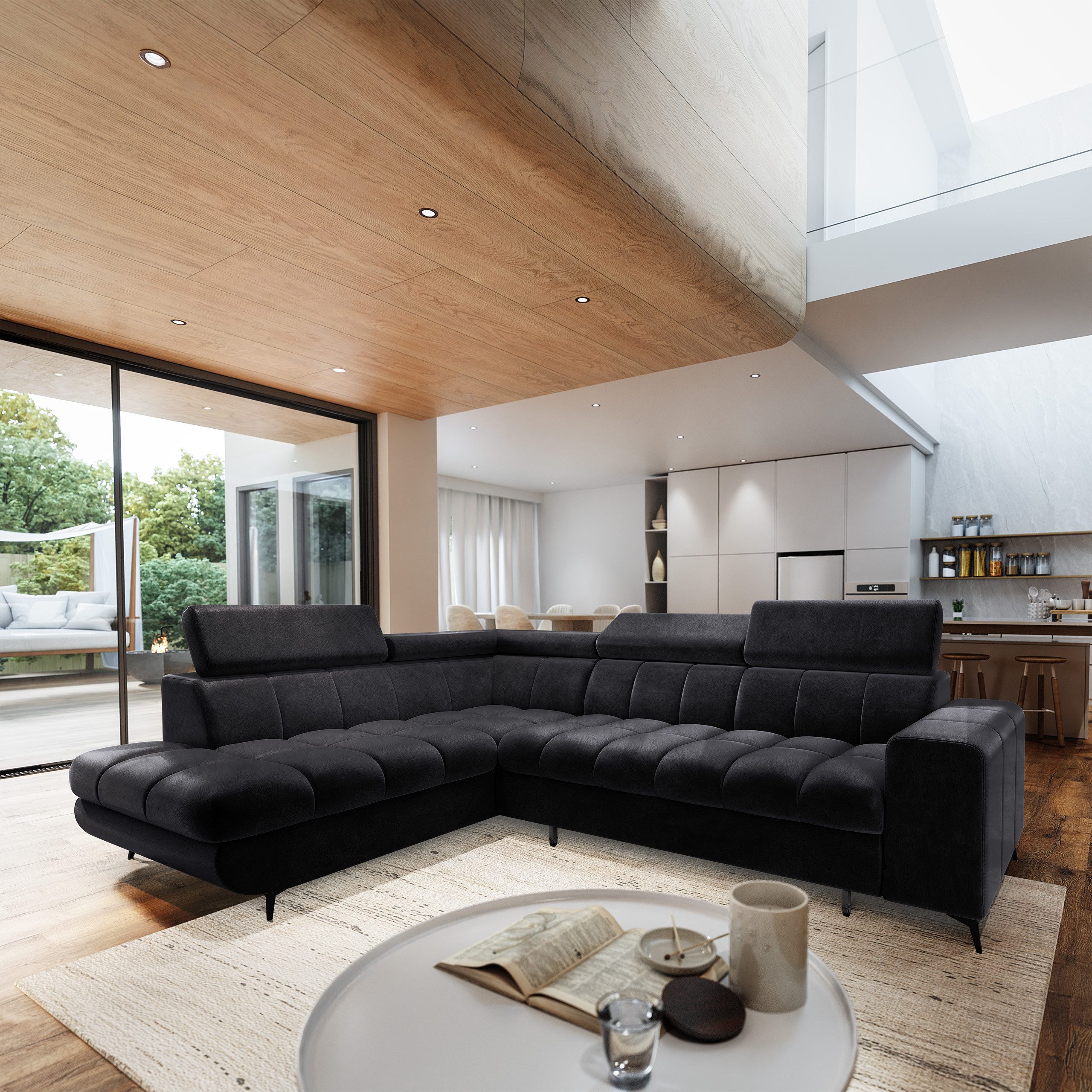 Masseno Ecksofa MORIVA mit Schlaffunktion L-Form, Sofa mit Bettkasten