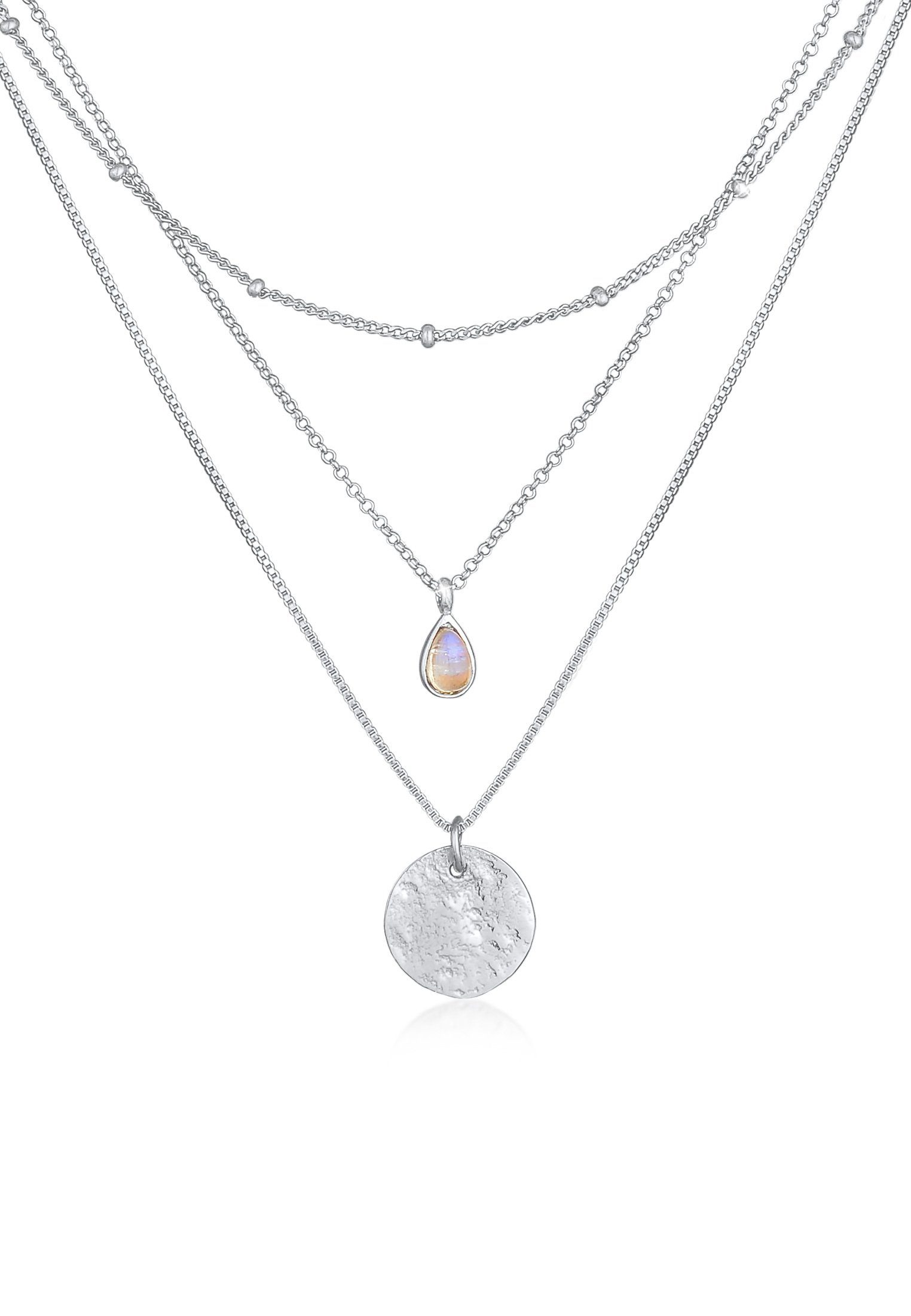 Ketten-Set Layer Labradorit Plättchen Anhänger 925 Silber