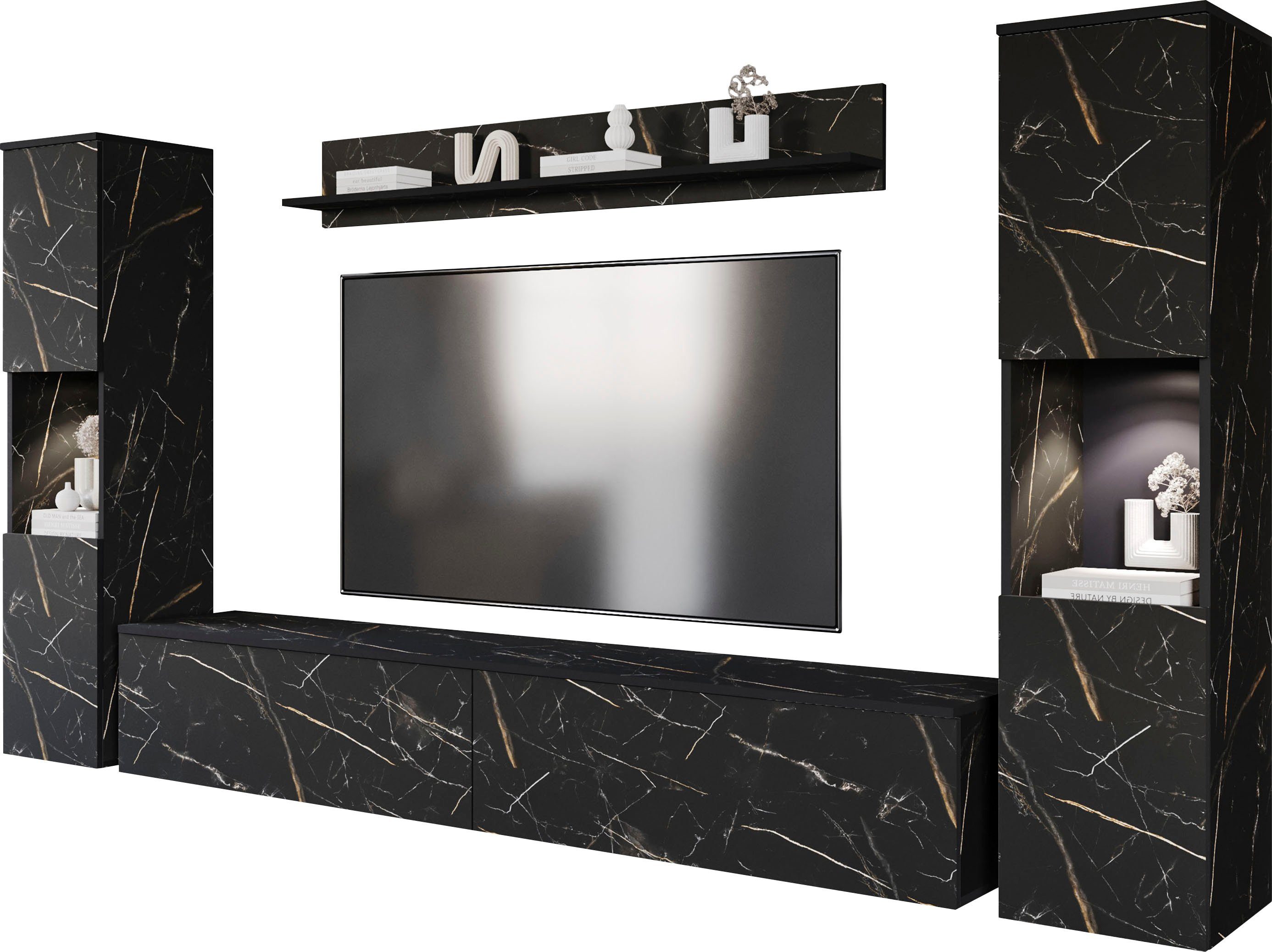 INOSIGN Wohnwand PARIS, Vitrine Türanschlag links/rechts wechselbar, (Kompl günstig online kaufen