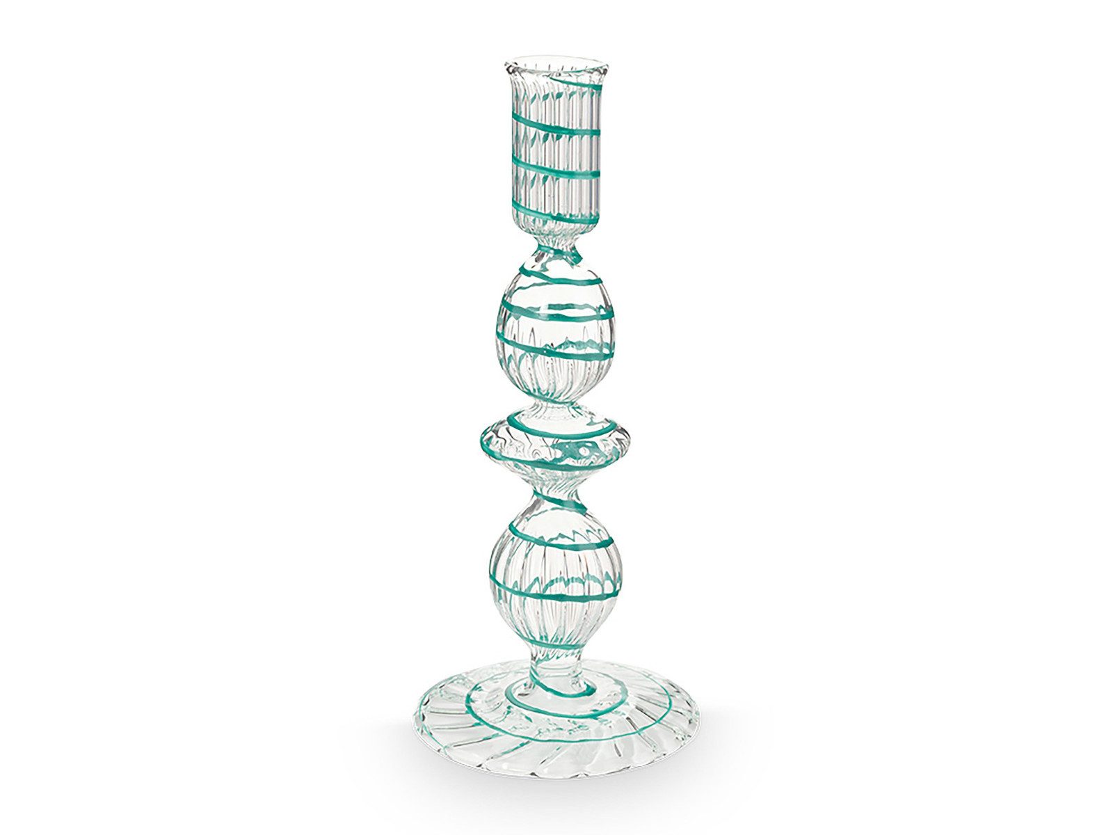 PiP Studio Kerzenständer Swirl Light Blue Glas Kerzenständer 20cm