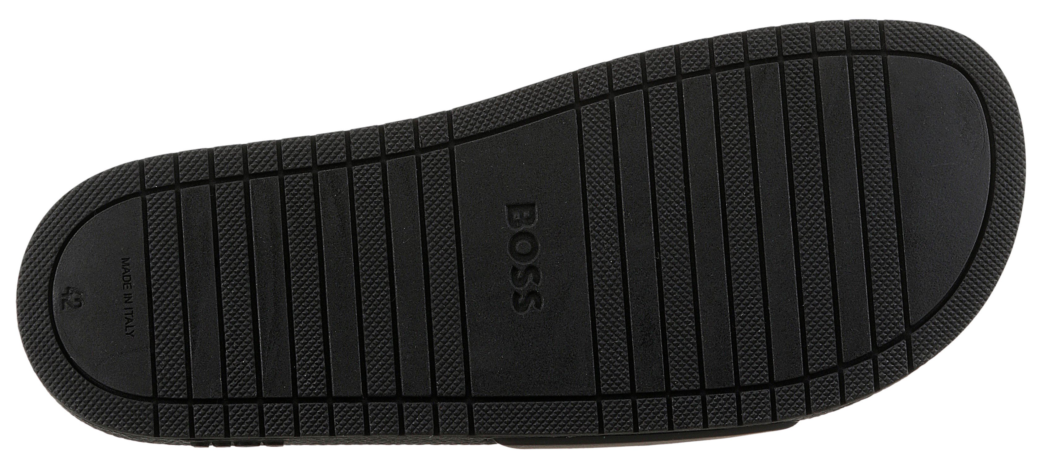 BOSS Aryeh Slid Badepantolette, Poolslides, Schlappen, Strandschuh, Sommerschuh mit Logoschriftzug