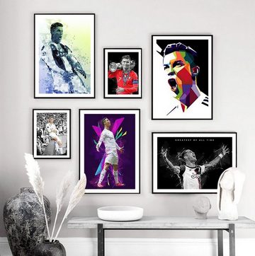 TPFLiving Kunstdruck (OHNE RAHMEN) Poster - Leinwand - Wandbild, Berühmte Fußballspieler - Christiano Ronaldo (Leinwand Wohnzimmer, Leinwand Bilder, Kunstdruck), Leinwandbild bunt - Größe 15x20cm
