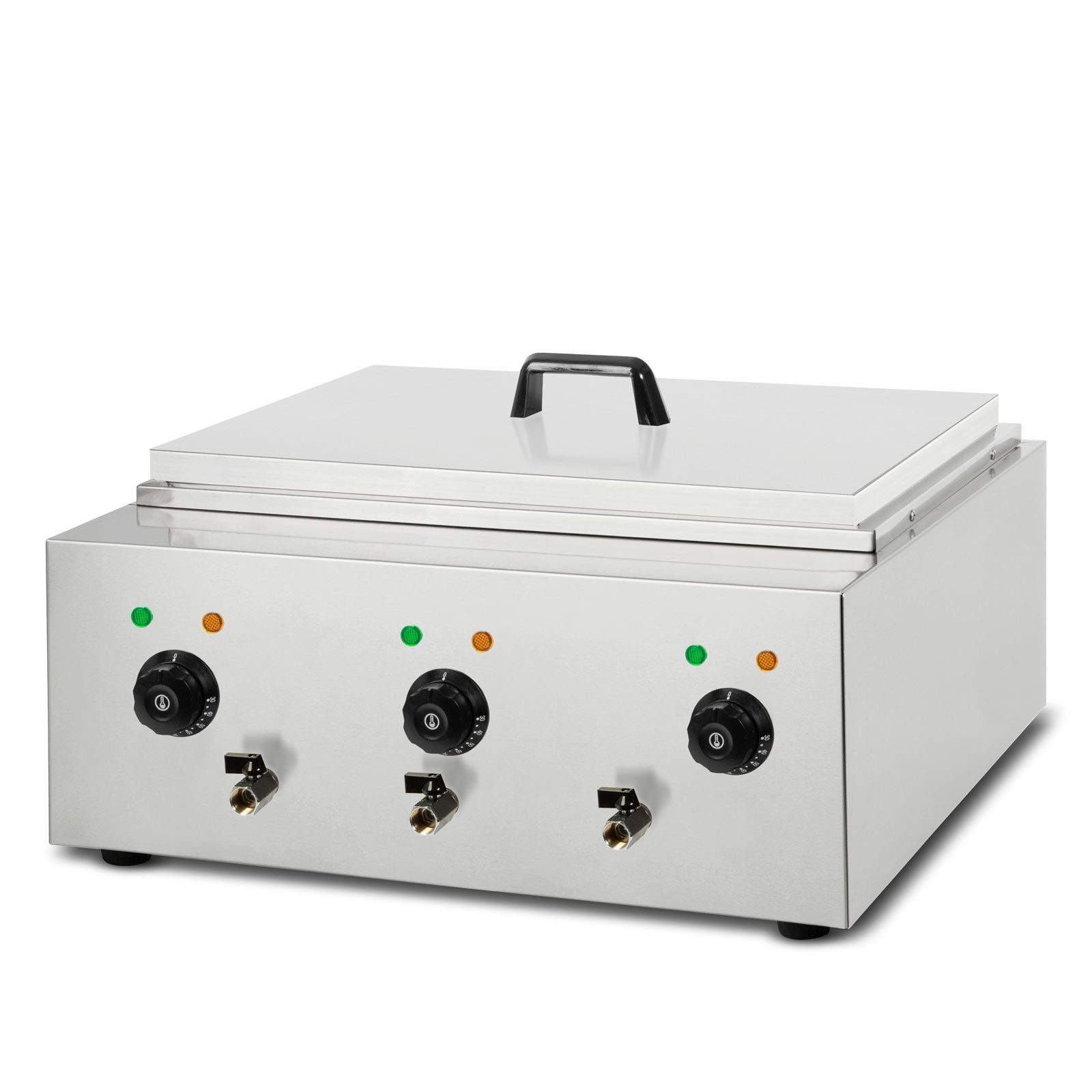 vertes Spaghettitopf Gastro Nudelkocher Pastakocher Teigwarenkocher aus Edelstahl, 3x 1700 Watt, 3 separate Kochbecken zu je 6 Liter