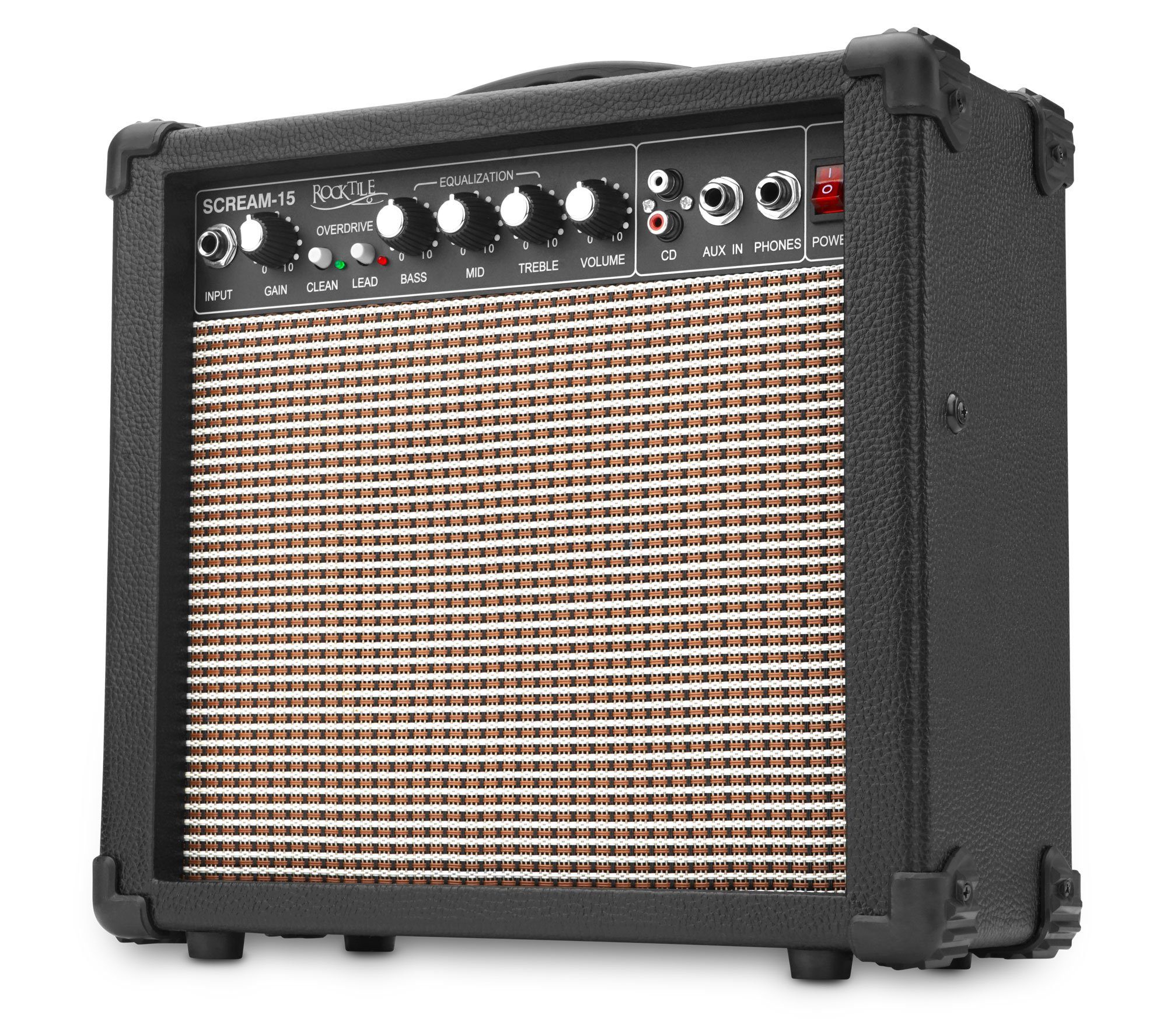 Rocktile Scream-15 Gitarrenverstärker Усилители (Anzahl Kanäle: 2 (Clean und Overdrive), 15 W, Mini Combo Amp - 3-Band Equalizer)