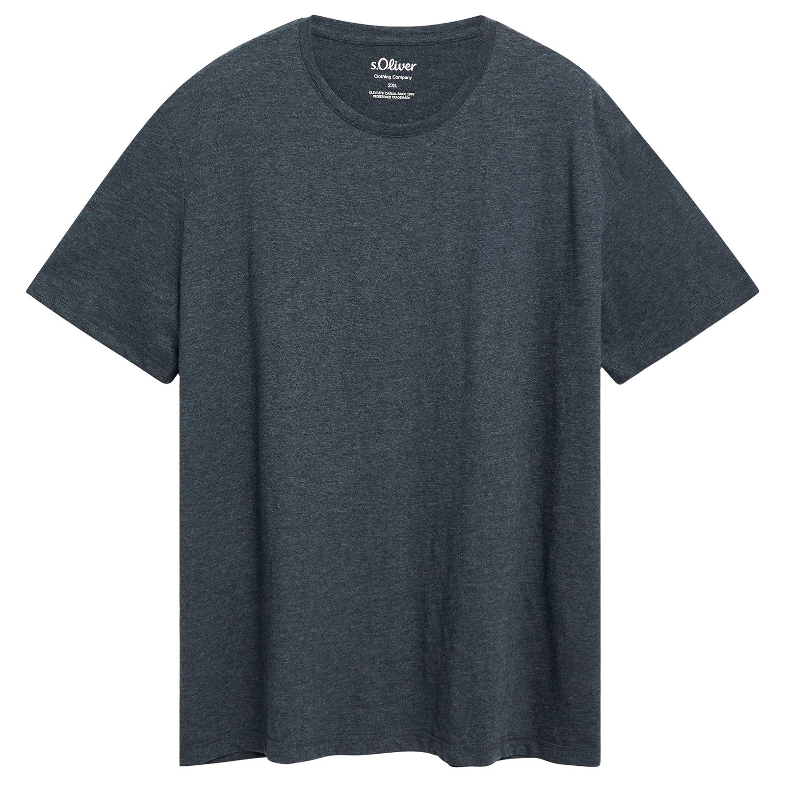s.Oliver Rundhalsshirt s.Oliver Übergrößen T-Shirt navy melange Rundhals