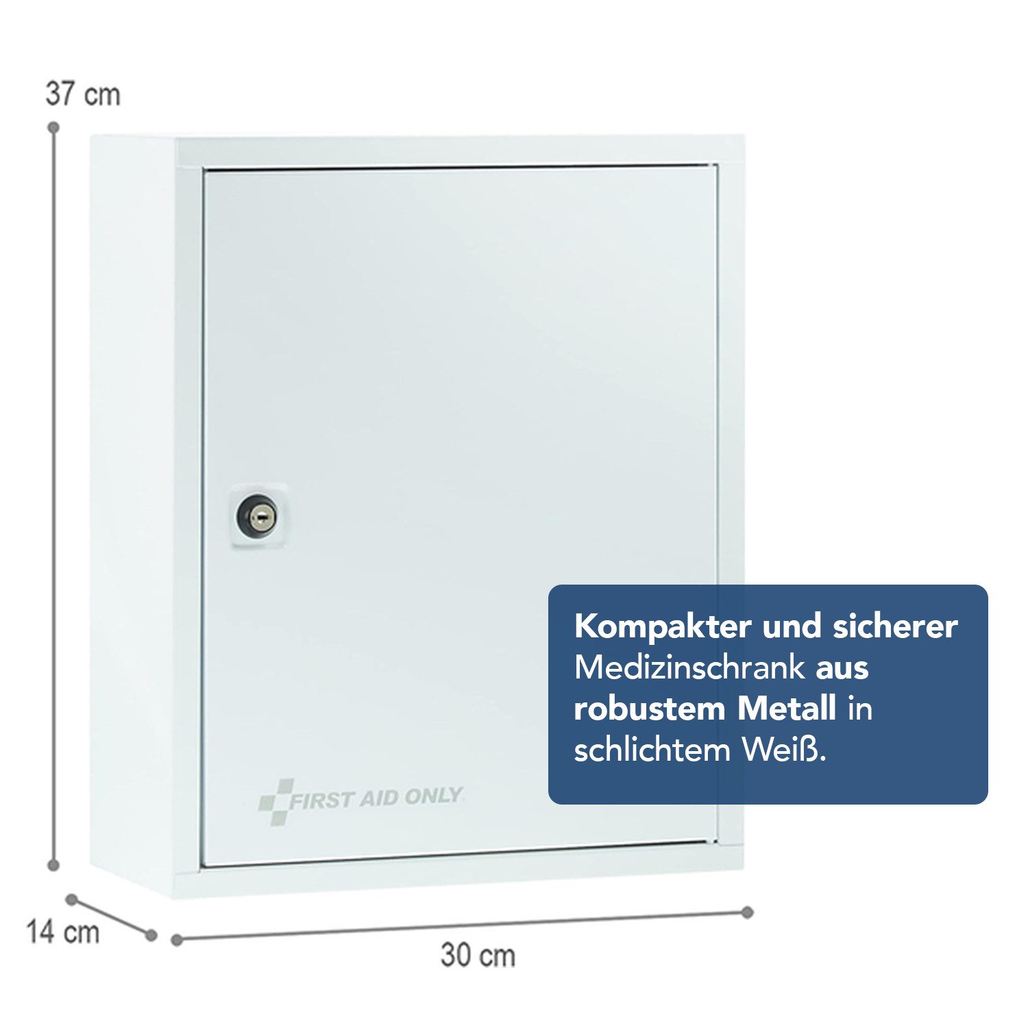 FIRST AID ONLY® Medizinschrank Verbandschrank gefüllt Weiß mit 2 Fächern Medizinschrank 37 x 30 x 14 cm