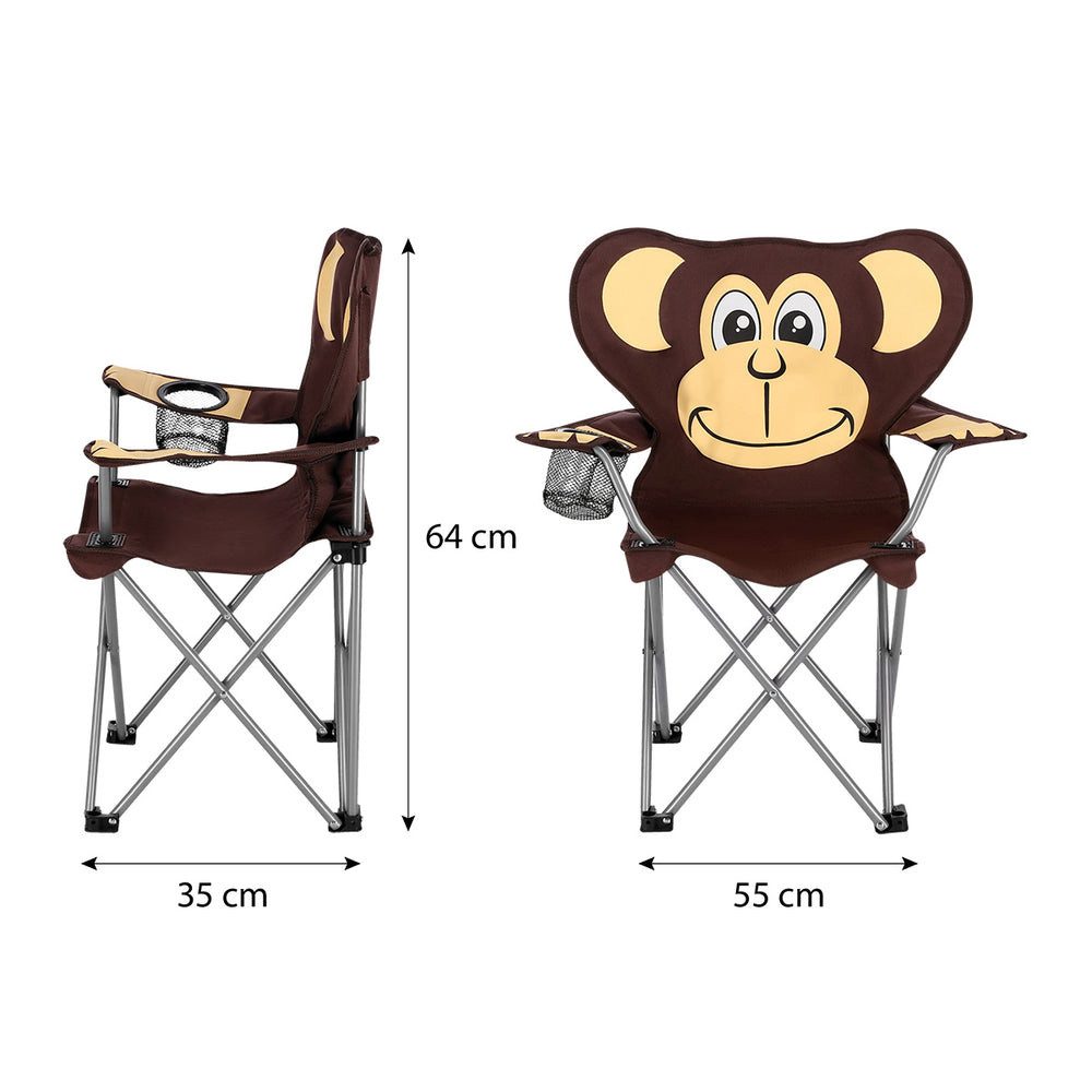 Nils Faltstuhl Kinderstuhl Campingstuhl Klappstuhl (Spar-Set, 1 St), faltbar, Getränkehalter, Tragetasche, Affenmotiv