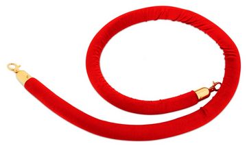 Stagecaptain Absperrpfosten 2 m Absperrband Seil - Rote Samtkordel mit Karabinerhaken (PLS-150, 1-tlg., Wegeleitsystem), als Erweiterung oder Ersatz für Personenleitsystem