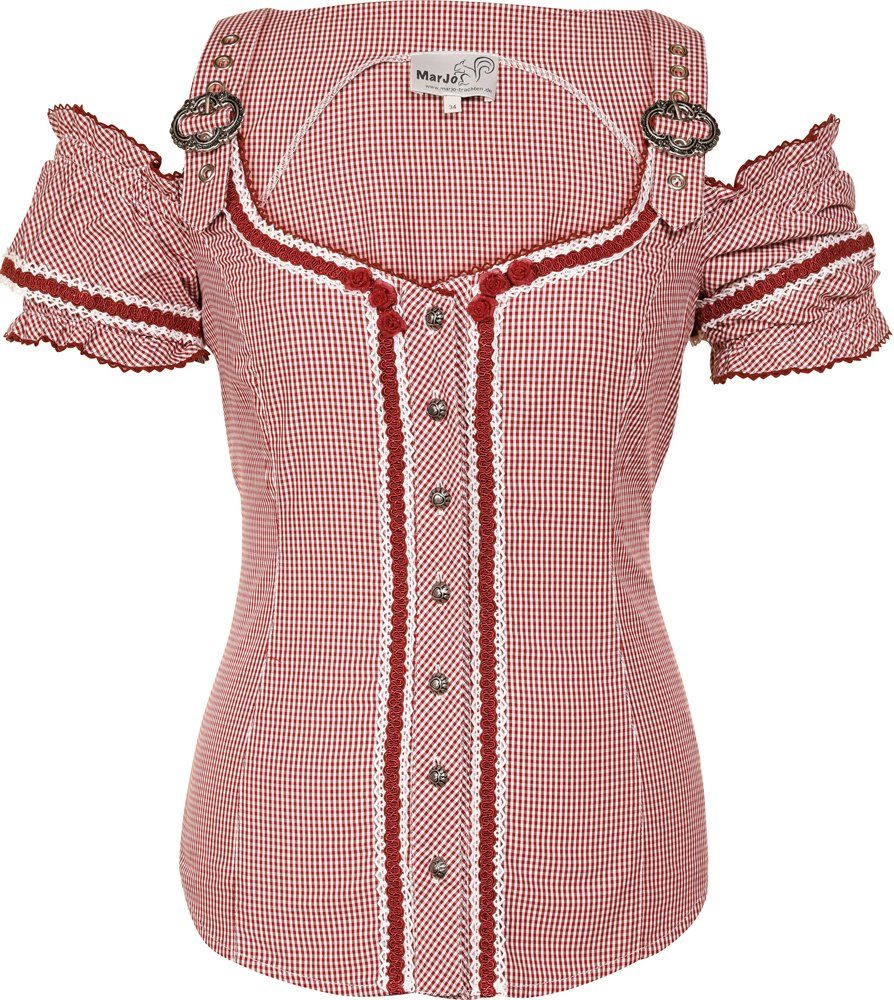 MarJo Trachtenbluse MarJo Damen Trachtenbluse 'Navit-Britt' - Rot Kari