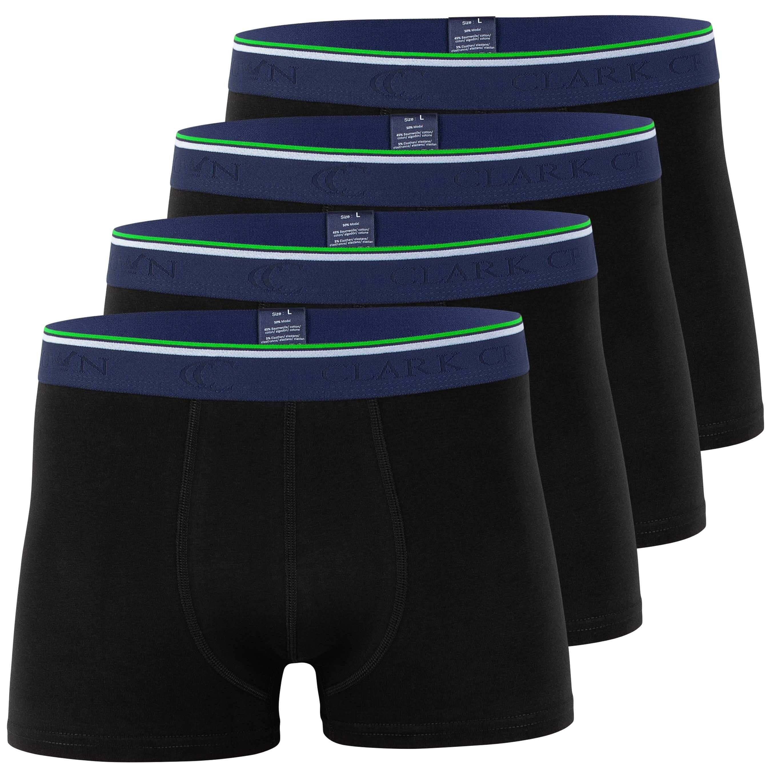 Crown® schwarz (4-St) atmungsaktiv Bambusfaser durch Boxershorts Clark