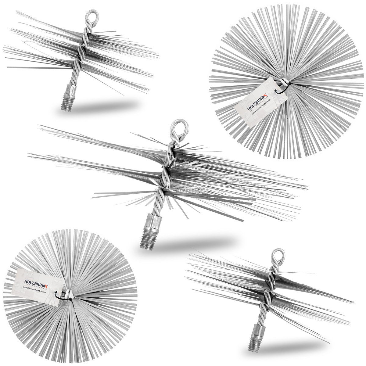 HOLZBRINK Drahtbürste Kaminbesen aus Federstahl für Schornsteinreinigung, (Einzelbürste, Schornsteinbesen), Kaminreiniger Kaminbürste