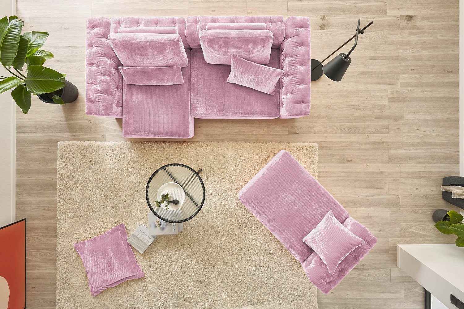 SEPHI, Farben rosa KAWOLA verschiedene Sofa Vintage Modulsofa Cord