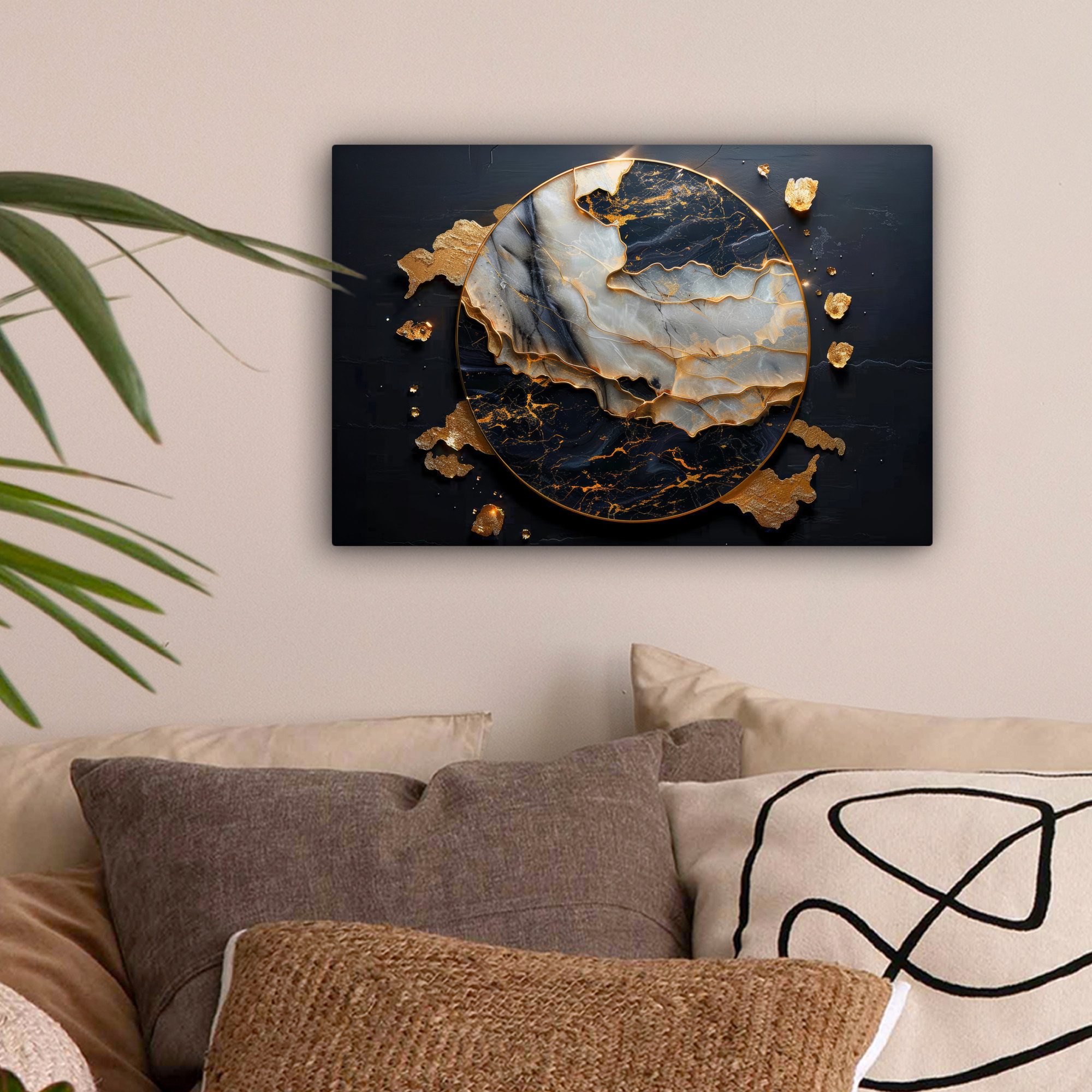 OneMillionCanvasses® Leinwandbild Kunst - Gold - Schwarz - Modern - Abstrak günstig online kaufen