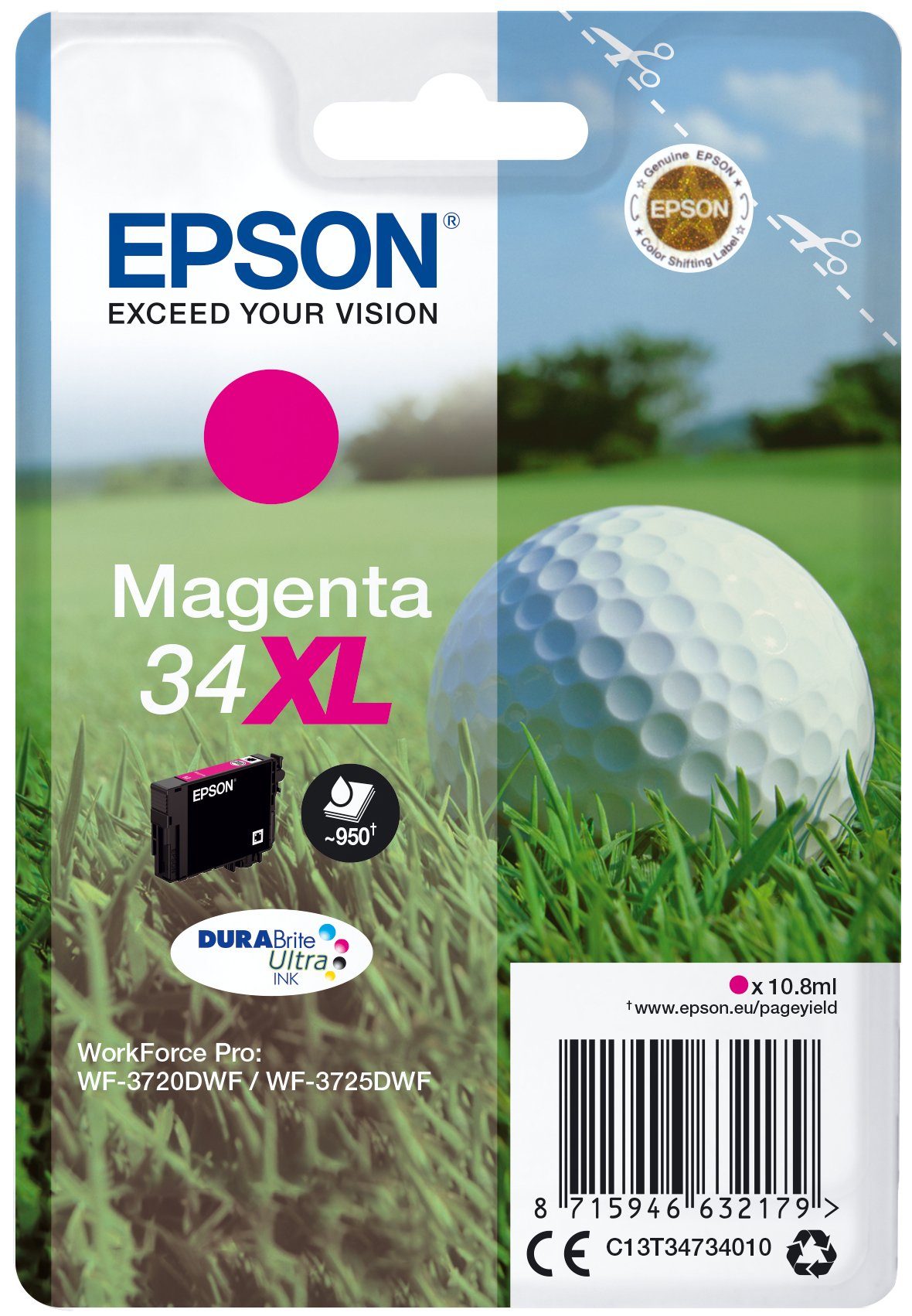 Epson Epson Golf ball Singlepack Magenta 34XL DURABrite Ultra Ink Tintenpatrone