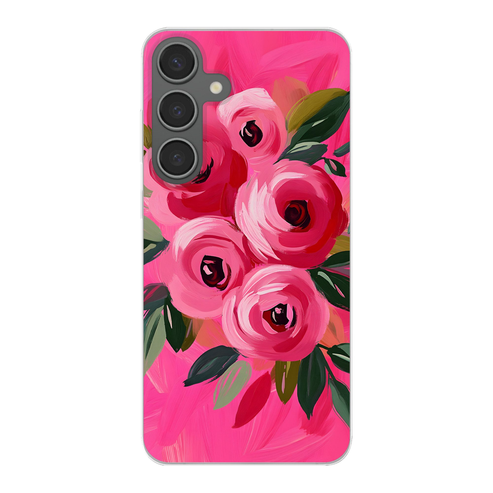 MuchoWow Handyhülle für Samsung Galaxy S24 Plus Blumen - Farbe - Rosa, Phone Case, Silikon, Schutzhülle Dünn