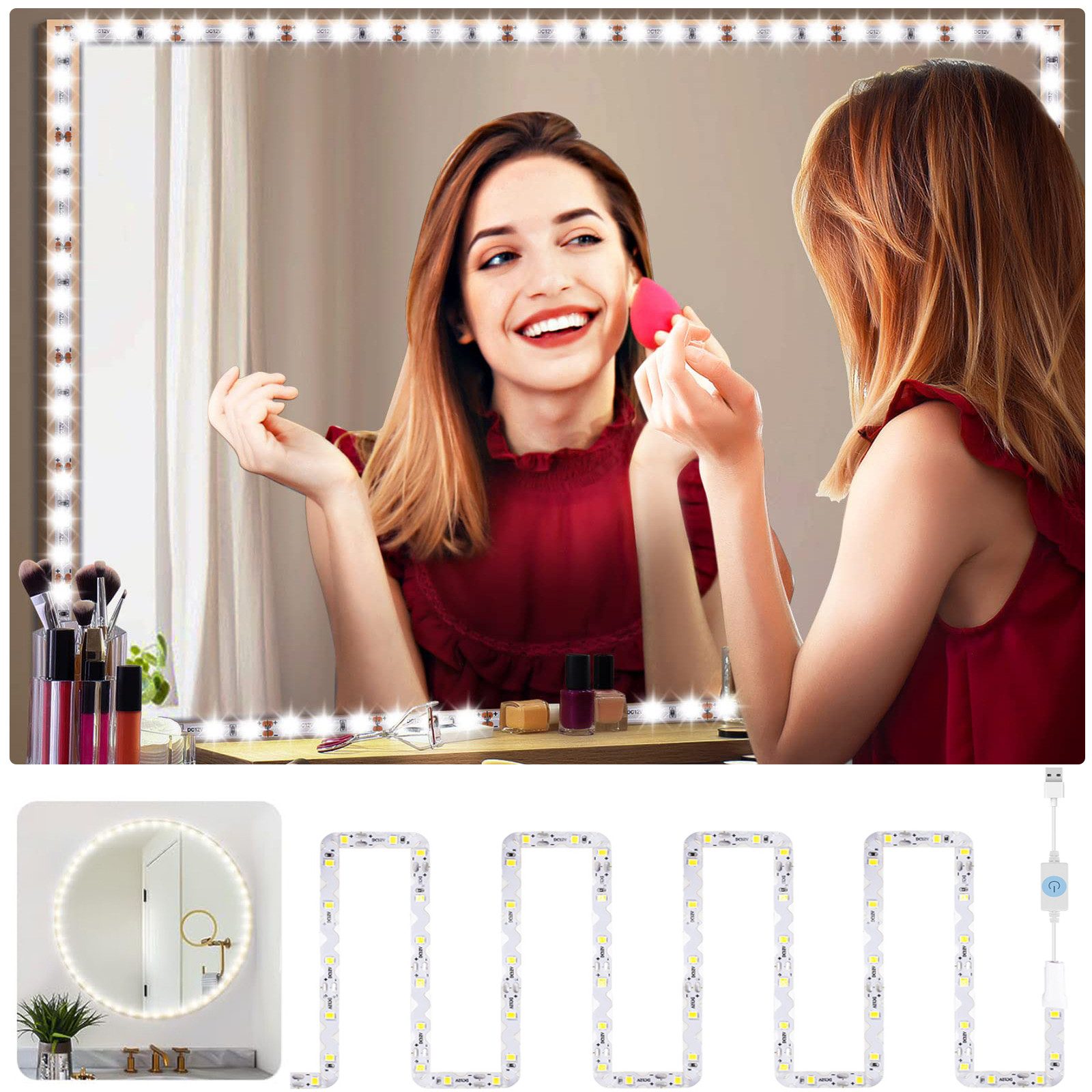 Jibenhome Spiegelleuchte 1M/4M flexible LED-Lichtstreifen Weiß LED-Kosmetik günstig online kaufen