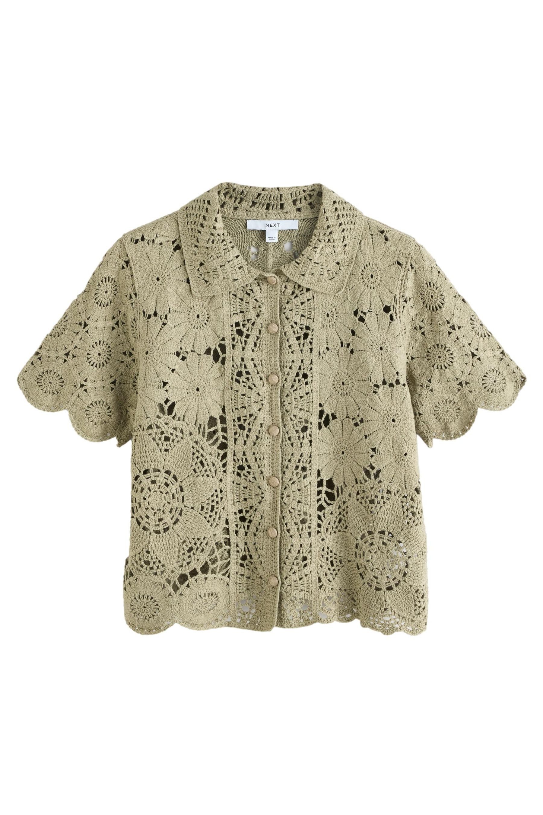 Next Kurzarmbluse Bluse mit Häkelblumen aus günstig online kaufen