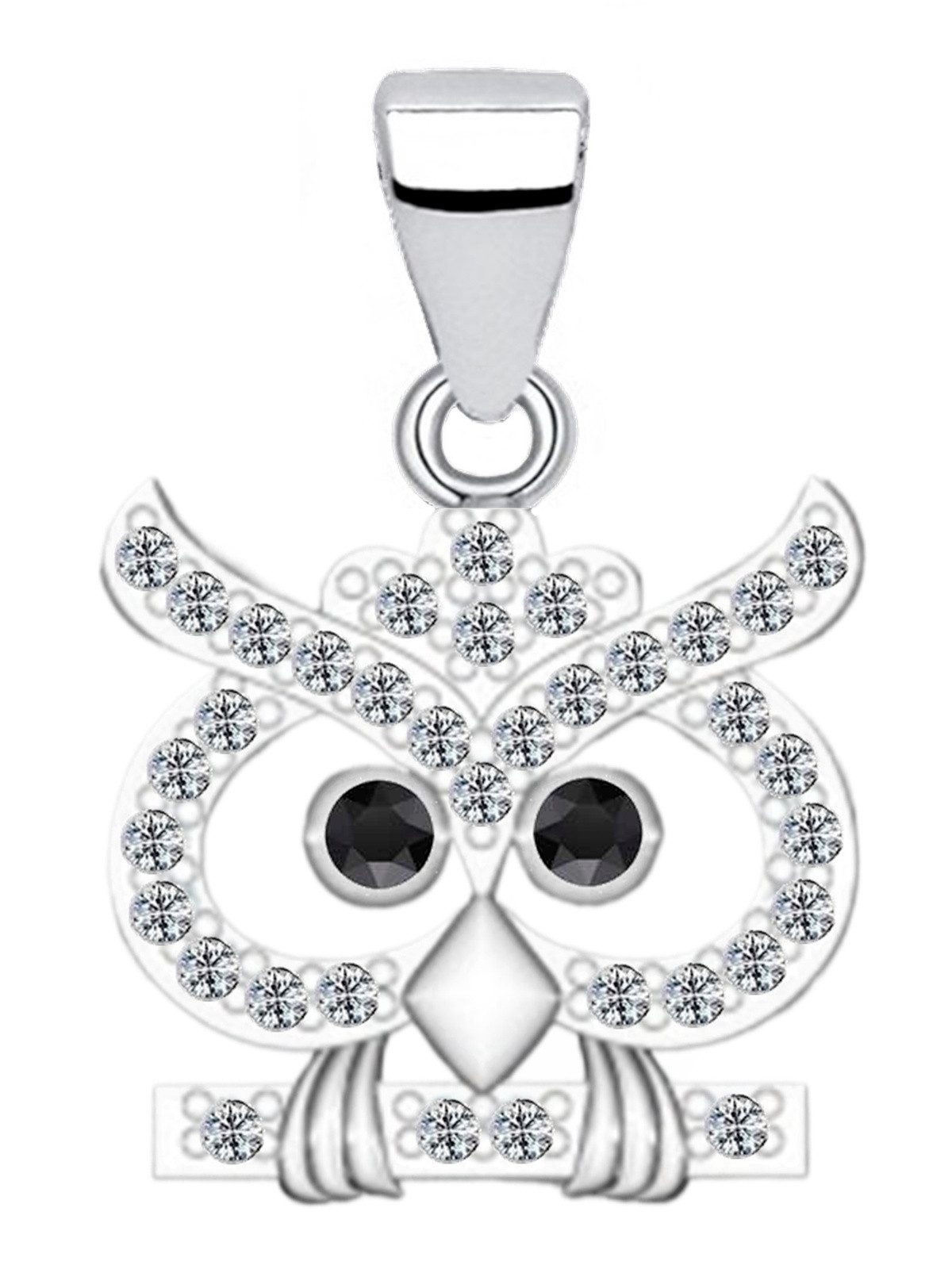 Kettenanhänger Silber Eule mit Zirkonia Vogel Anhänger 925 Sterling Echtschmuck