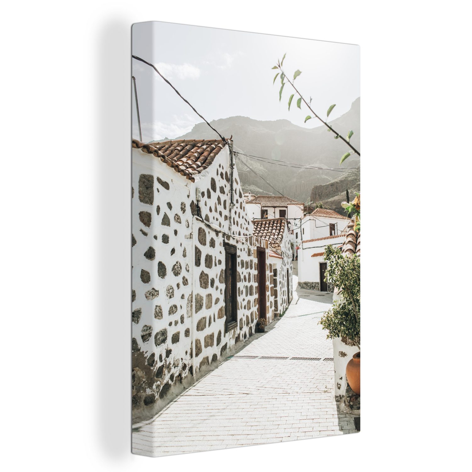 OneMillionCanvasses® Leinwandbild Haus - Weiß - Berg, (1 St), Leinwandbild fertig bespannt inkl. Zackenaufhänger, Gemälde, 20x30 cm