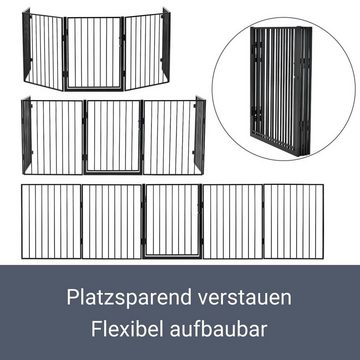 Juskys Kamingitter Ofenschutzgitter (5-tlg), 300 cm lang, 76 cm hoch, faltbar, Tür mit Sicherheitsverschluss