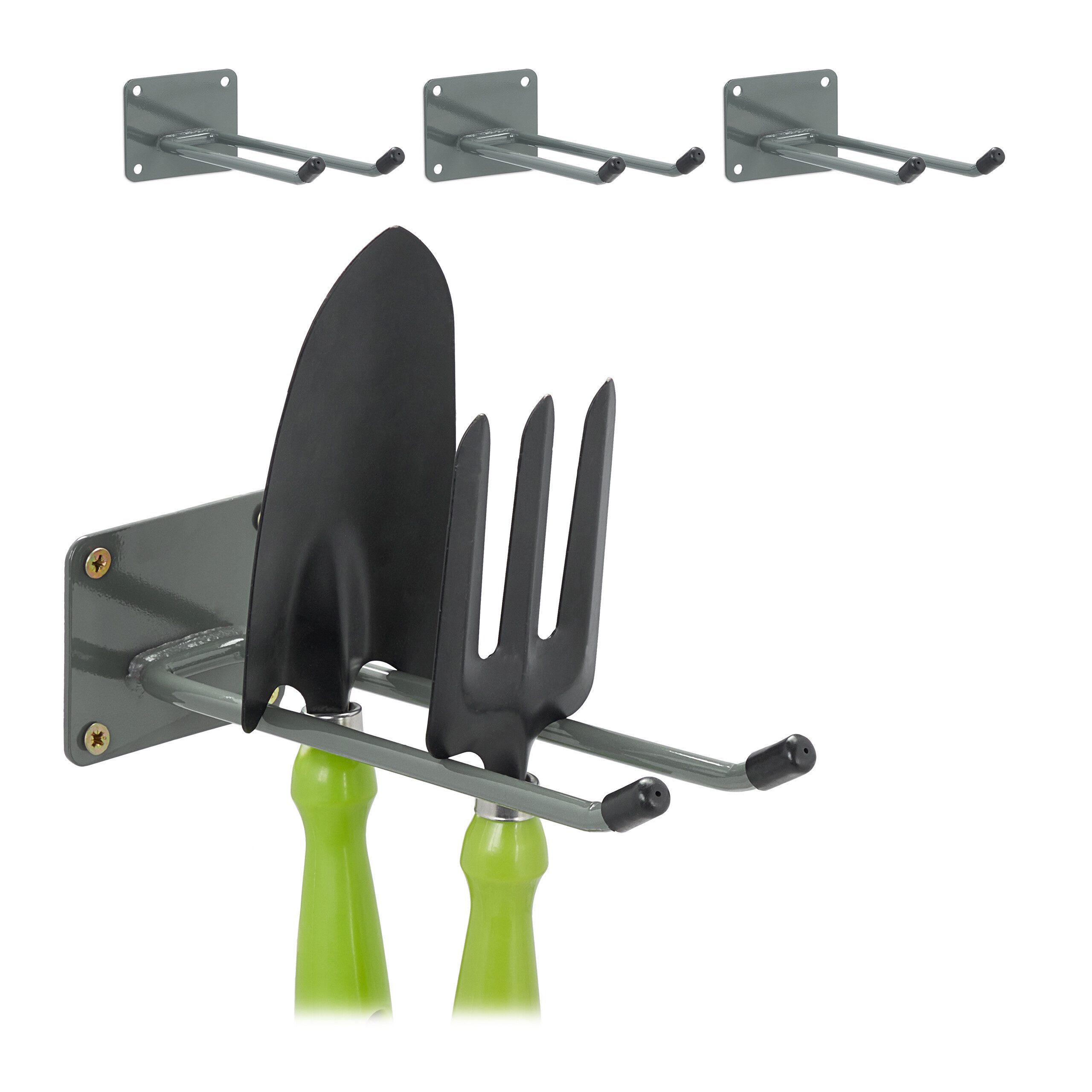 Gartengerätehalter 4x Langer Wandhaken in Anthrazit