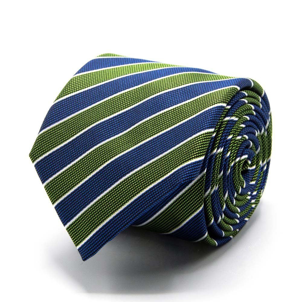 BGENTS Krawatte Gestreifte Seiden-Jacquard Krawatte Breit (8cm) Blau/Grün