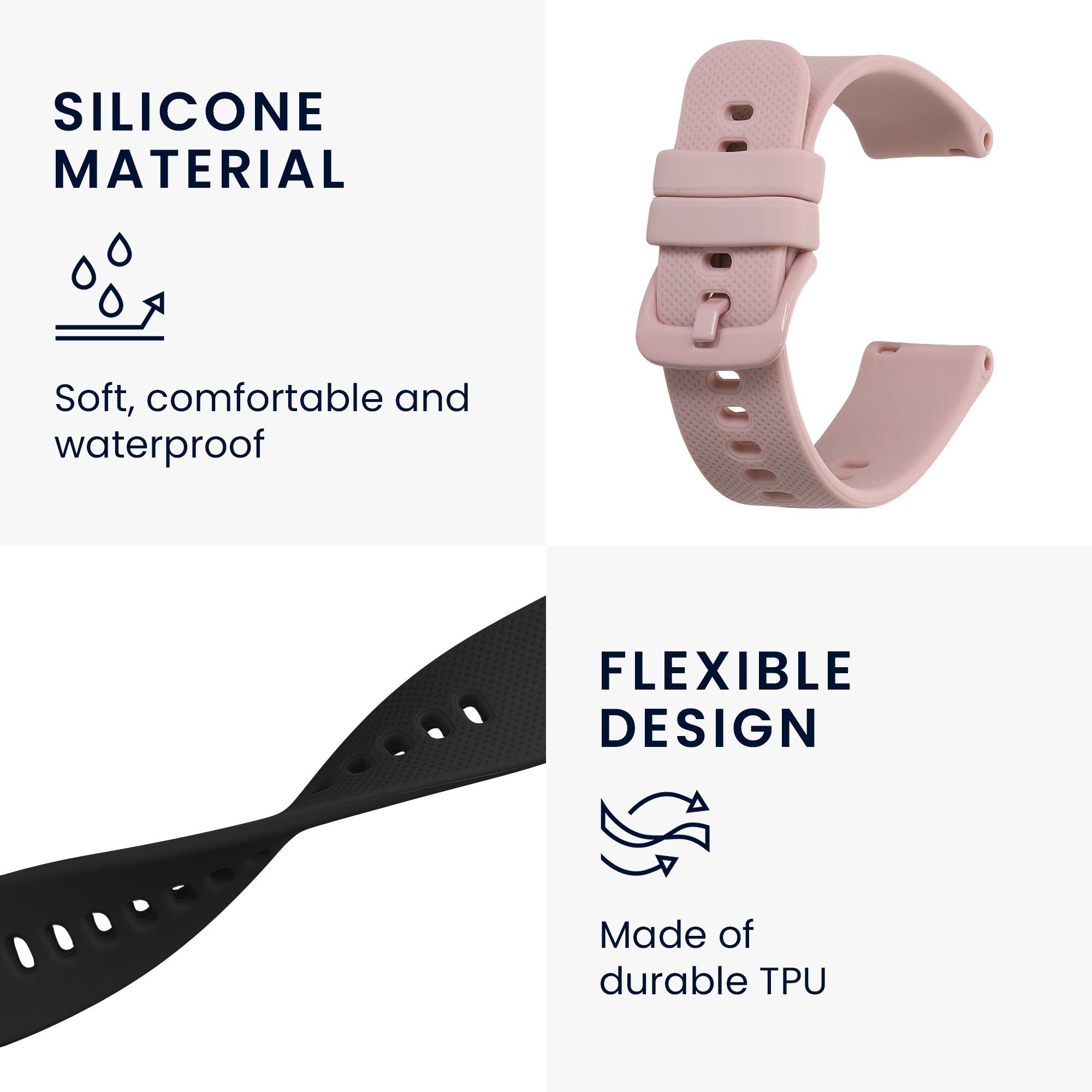 kwmobile 2x Uhrenarmband für Withings ScanWatch 38mm / Steel HR 36mm / Move ECG Smartwatch, 2-tlg., Fitnesstracker Band Set aus TPU Silikon - Ersatzarmband Smartwatch