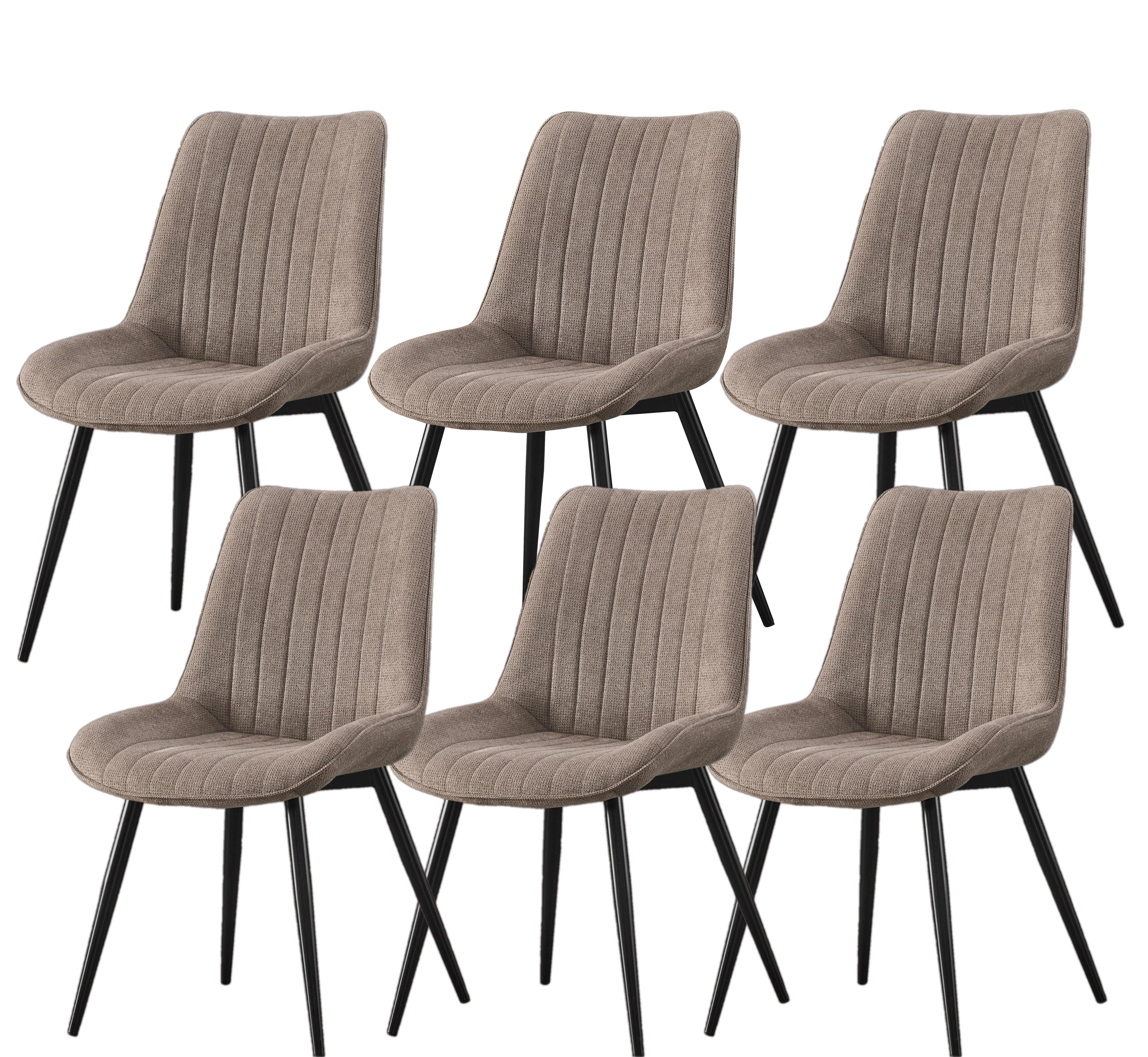 YOZI Esszimmerstuhl 6er Esszimmer Stühle Polsterstuhl Samt- Leinenbezug Metall Gestell (6er Set), 6 Stücke, 6er Set