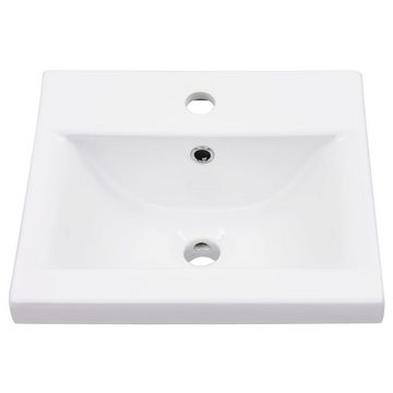 vidaXL Badezimmerspiegelschrank Badezimmer-Waschtischgestell mit Waschbecken Weiß Eisen (1-St)