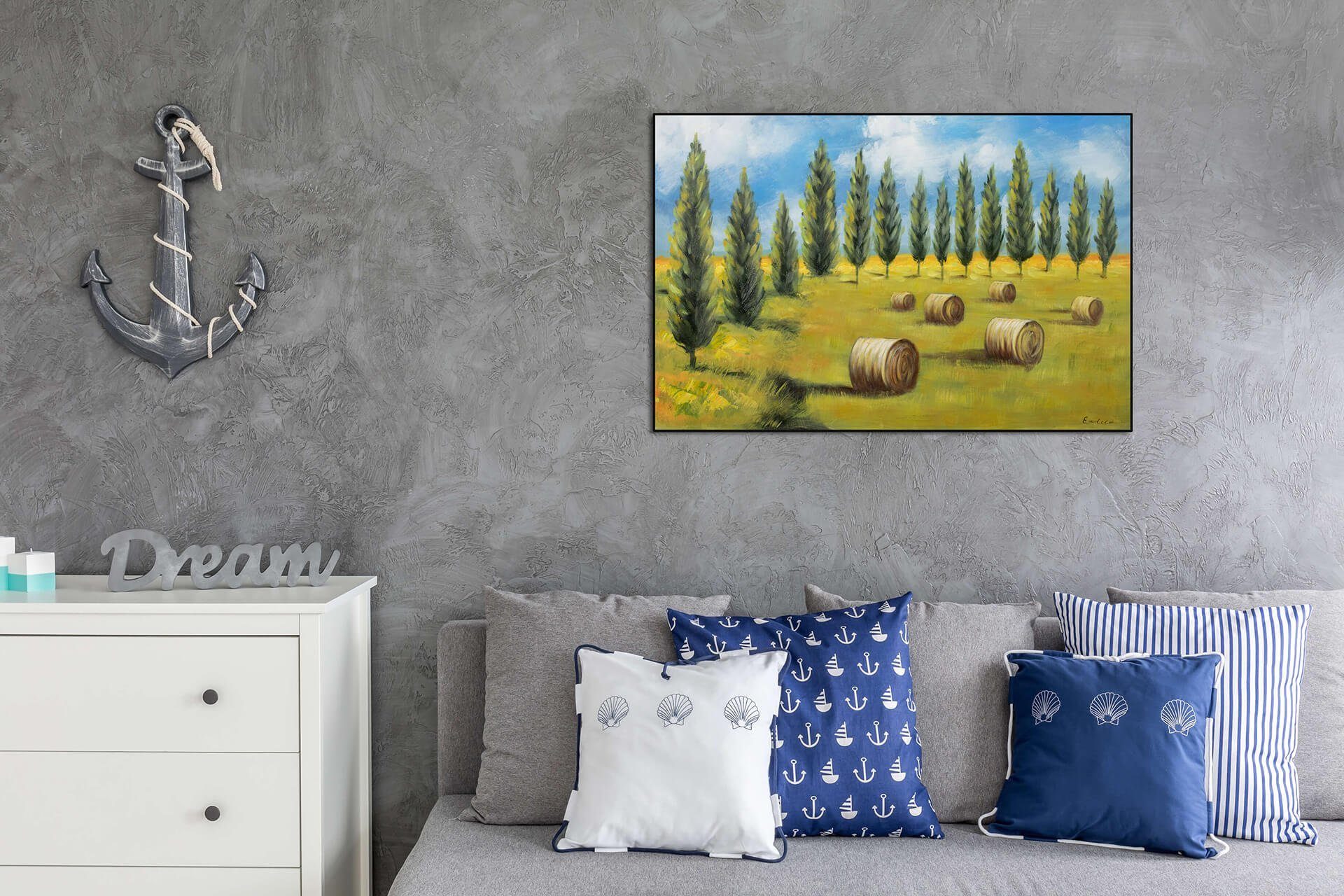 KUNSTLOFT Gemälde Dem Himmel so HANDGEMALT cm, Wandbild 90x60 100% Leinwandbild Wohnzimmer nah