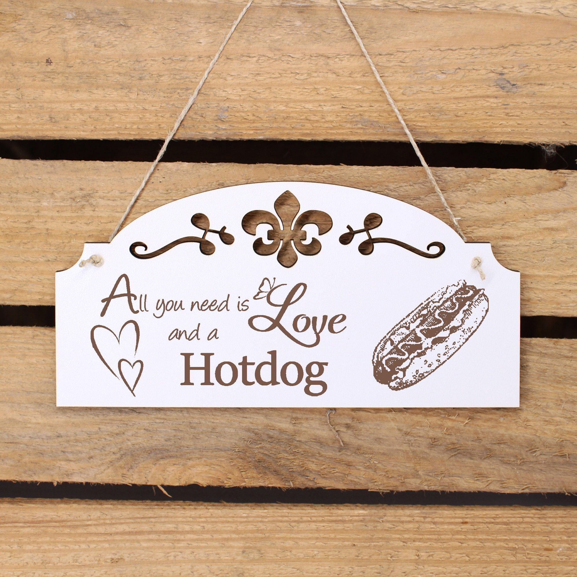 is you Hotdog Hängedekoration 20x10cm Dekolando All need Deko Love