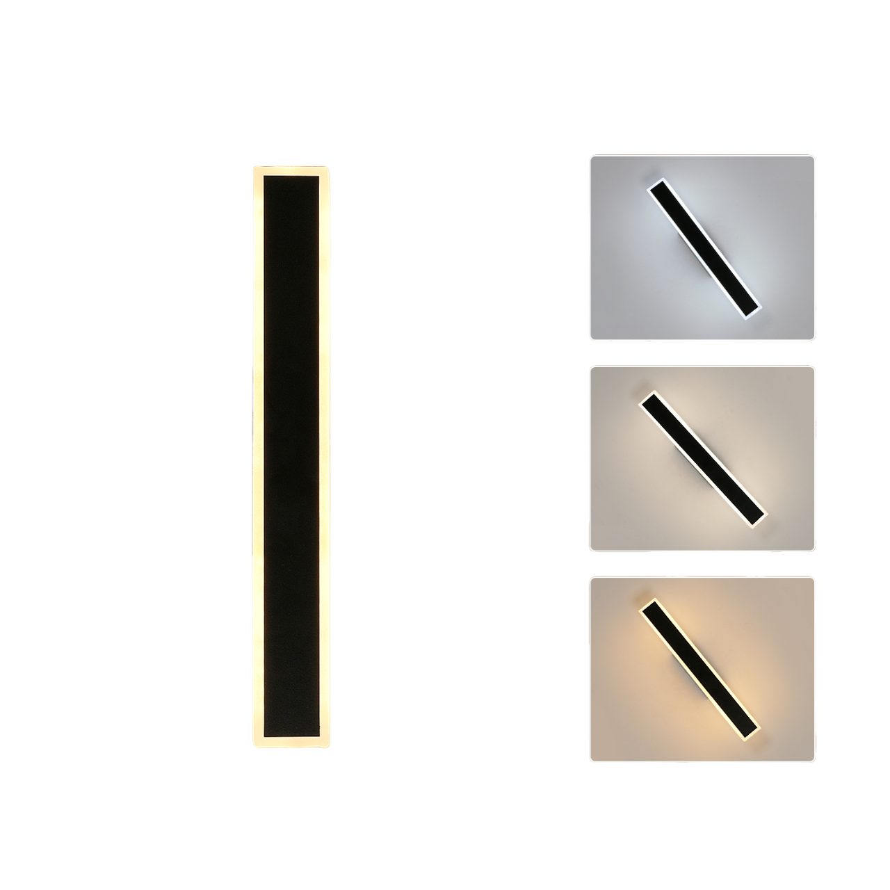 Riserva LED Wandleuchte LED Wandleuchte Innen Modern 16W, 6500K Kaltweiß, Schwarz, 40cm, LED wechselbar, Tageslichtweiß, Wandlampe Linear Lange für Schlafzimmer,Wohnzimmer,Flur,Treppenhaus