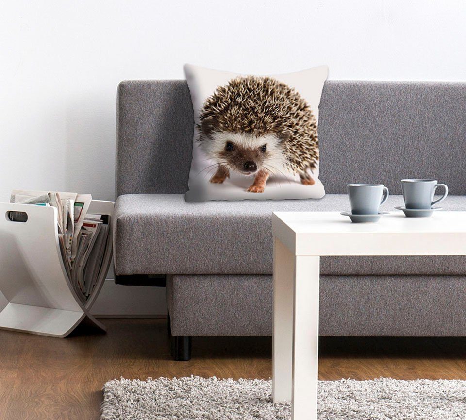 queence Dekokissen Veit, Kissenhülle,Igel,Süß,Tiermotiv,Niedlich,Naturmotiv,Verspielt