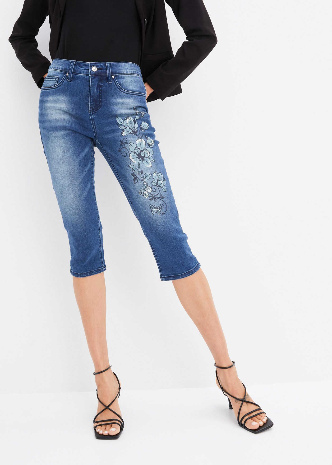 bonprix Caprijeans figurbetonte Passform, Skinny Fit, mit Elasthan-Anteil