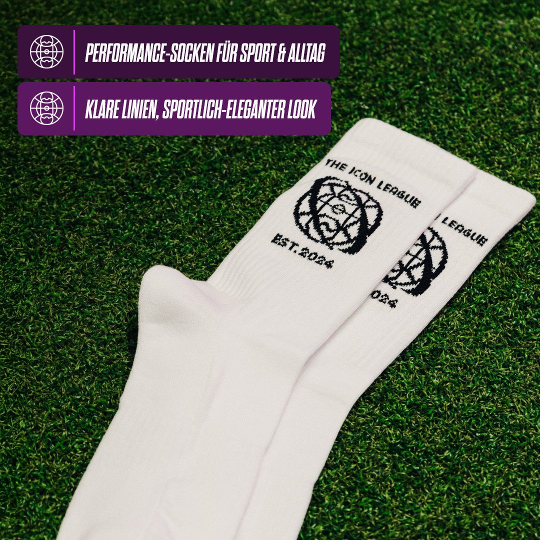 TAPEDESIGN x THE ICON LEAGUE Freizeitsocken & Lifestyle-Socken (1 Paar) für Herren & Damen (Einheitsgröße) (1 Paar, Weiß) Bequem Funktions-Socken für Erwachsene & Jugendliche Made in Europe