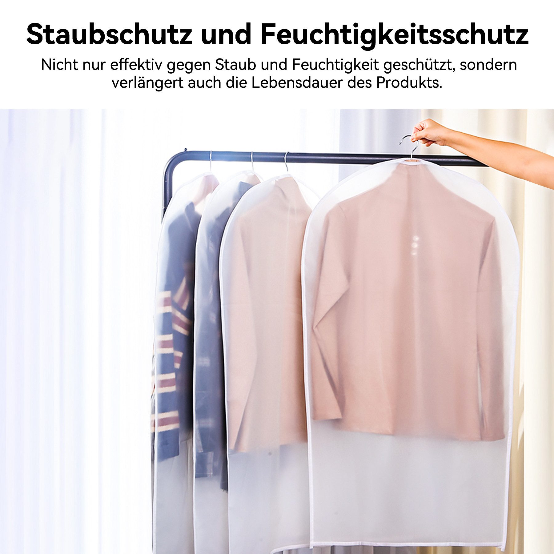 Mutig Kleidersack Kleidersack 6 Stück Kleidersack Anzug 60x140 cm Atmungsaktiver Stoff (Insektensichere durchsichtige Anzugtaschen, wasserdichte Kleidersäcke, Kleiderschutzhüllen für Mäntel, Kleider und Abendkleider) Sakkos, Hemden, Anzugsack zur Aufbewahrung, Kleiderhülle