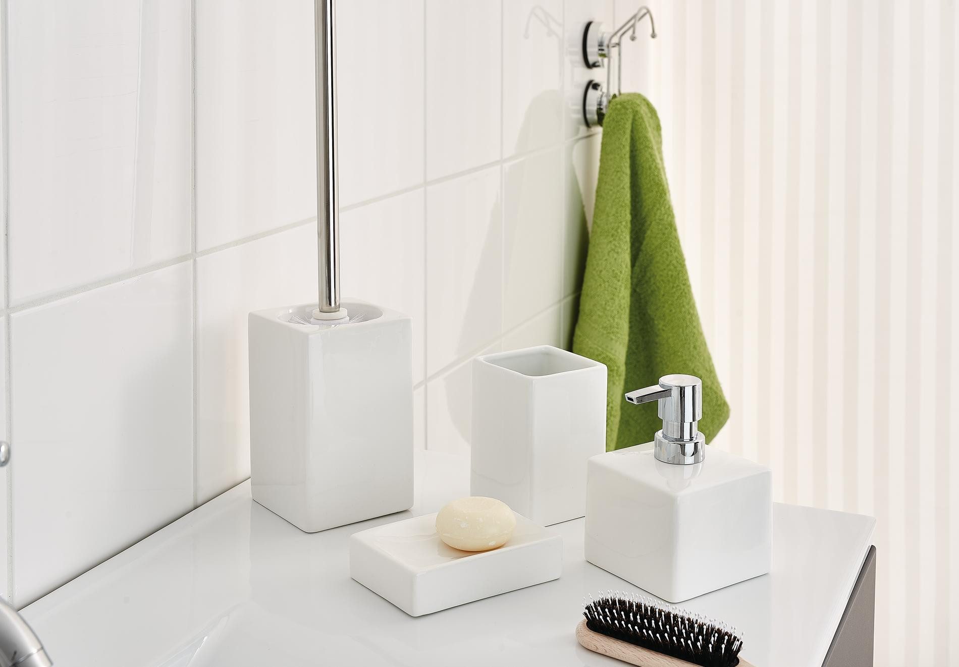Ridder Badaccessoire-Set Aufbewahrungsbecher Cube weiß günstig online kaufen