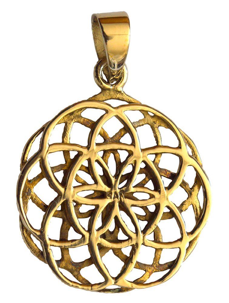 Saraswati Kettenanhänger Anhänger "Saat des Lebens beidseitig" Messing 2,5cm, 2,3g