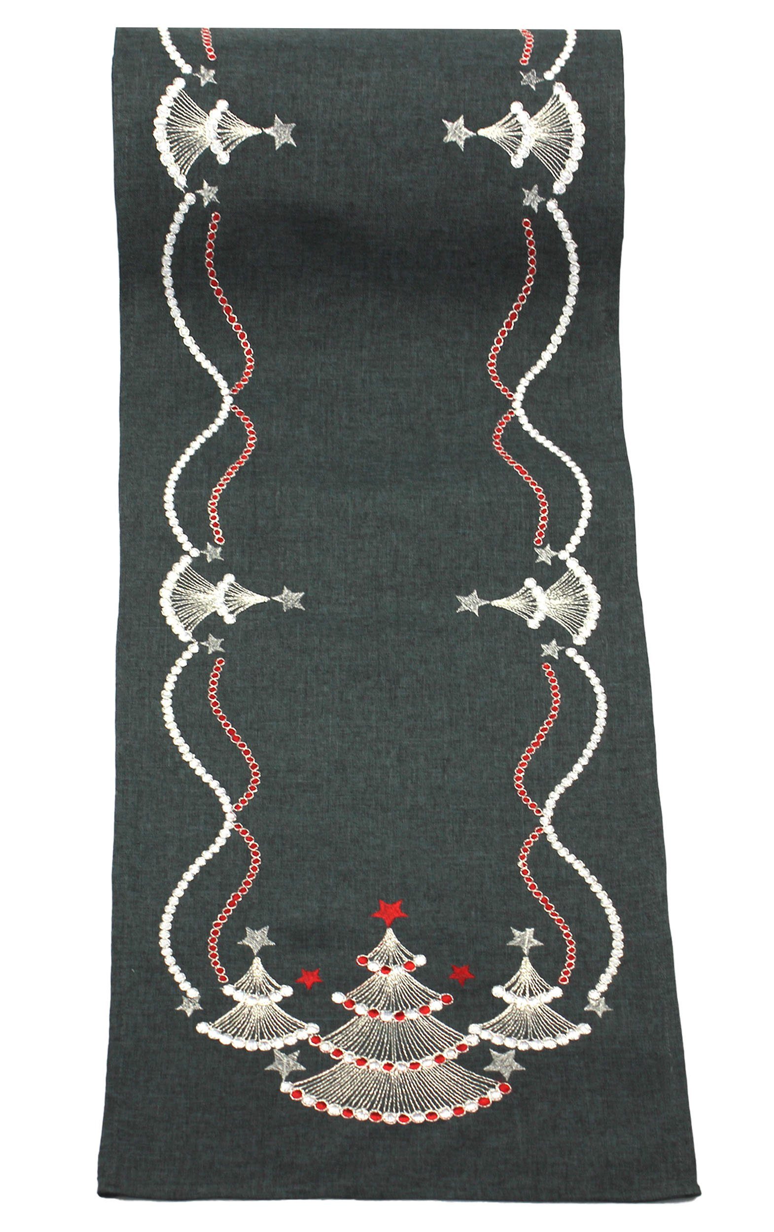 Haus und Deko Tischdecke Weihnachten Tischläufer 35 x 170 cm Tischdecke mit Stickerei Weihnacht (1-tlg)