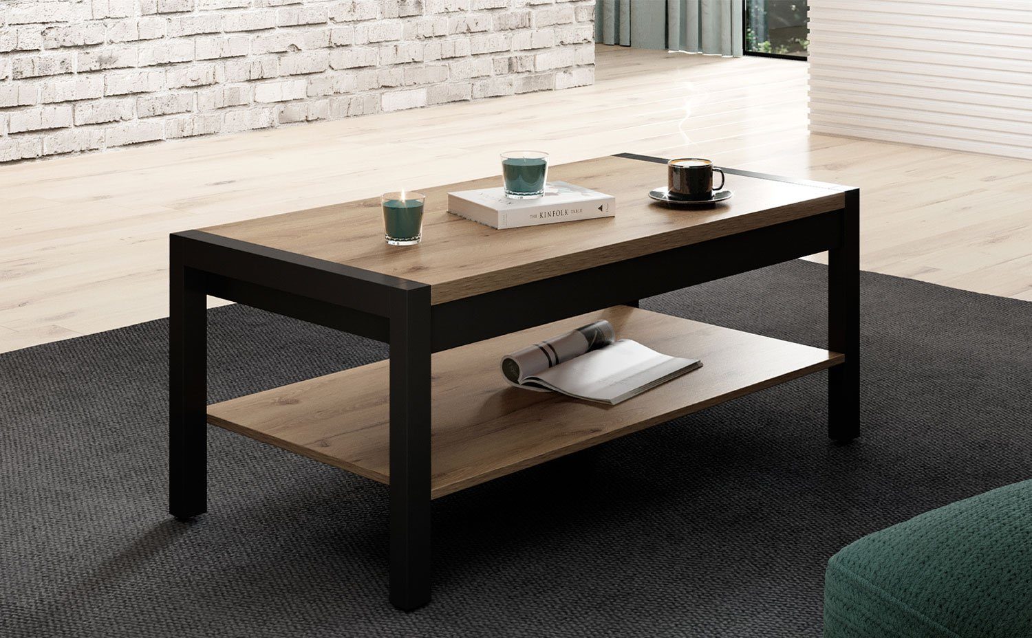 Helvetia Couchtisch Aktiv, 120x60x48cm taurus / schwarz matt