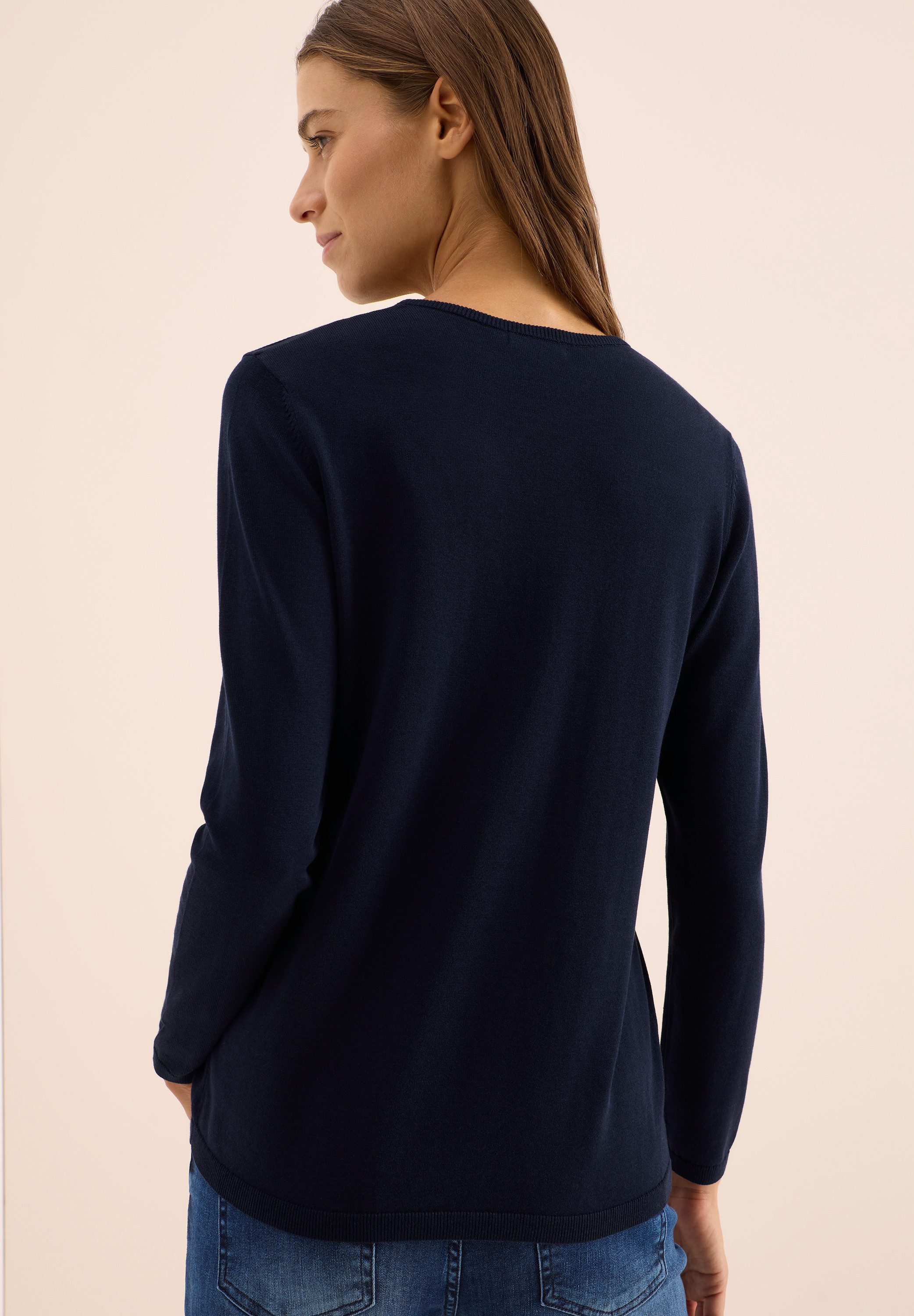 CECIL Strickpullover mit feinem Detail an der Schulter und Viskose-Anteil
