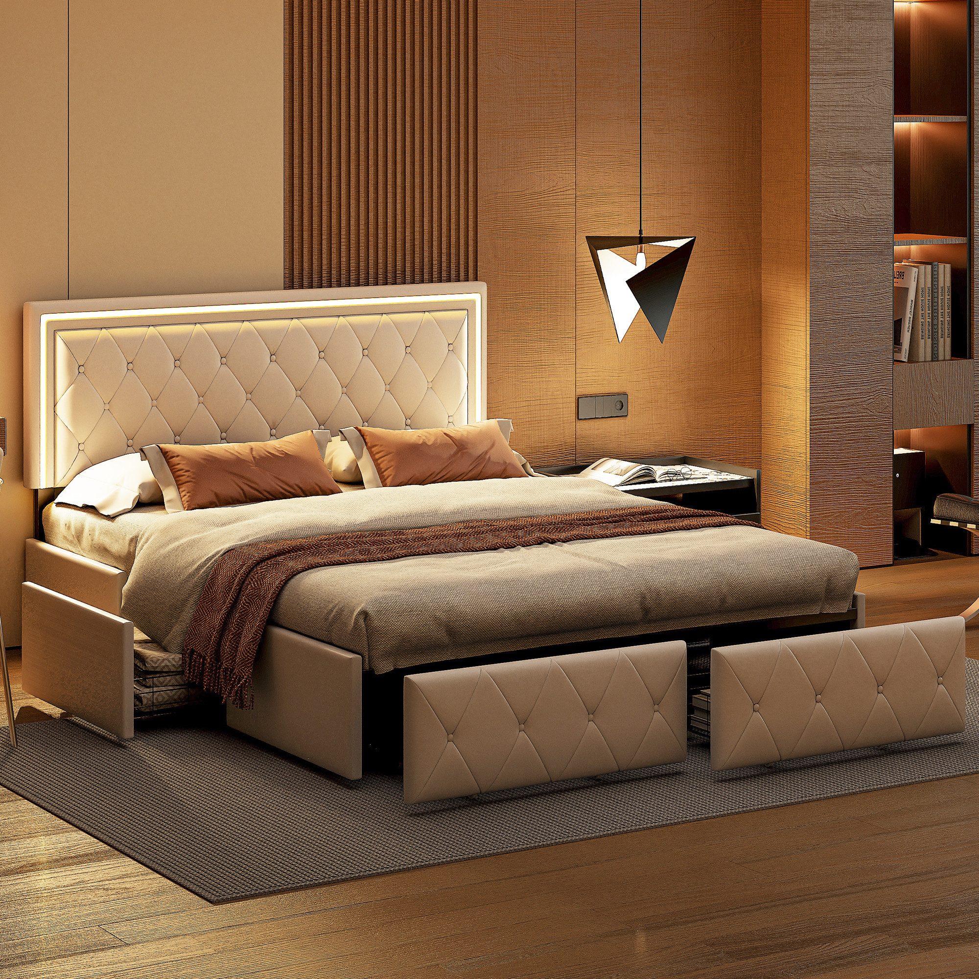 Furnishings Home Polsterbett Doppelbett LED Stauraumbett Modern (inkl. Vers günstig online kaufen