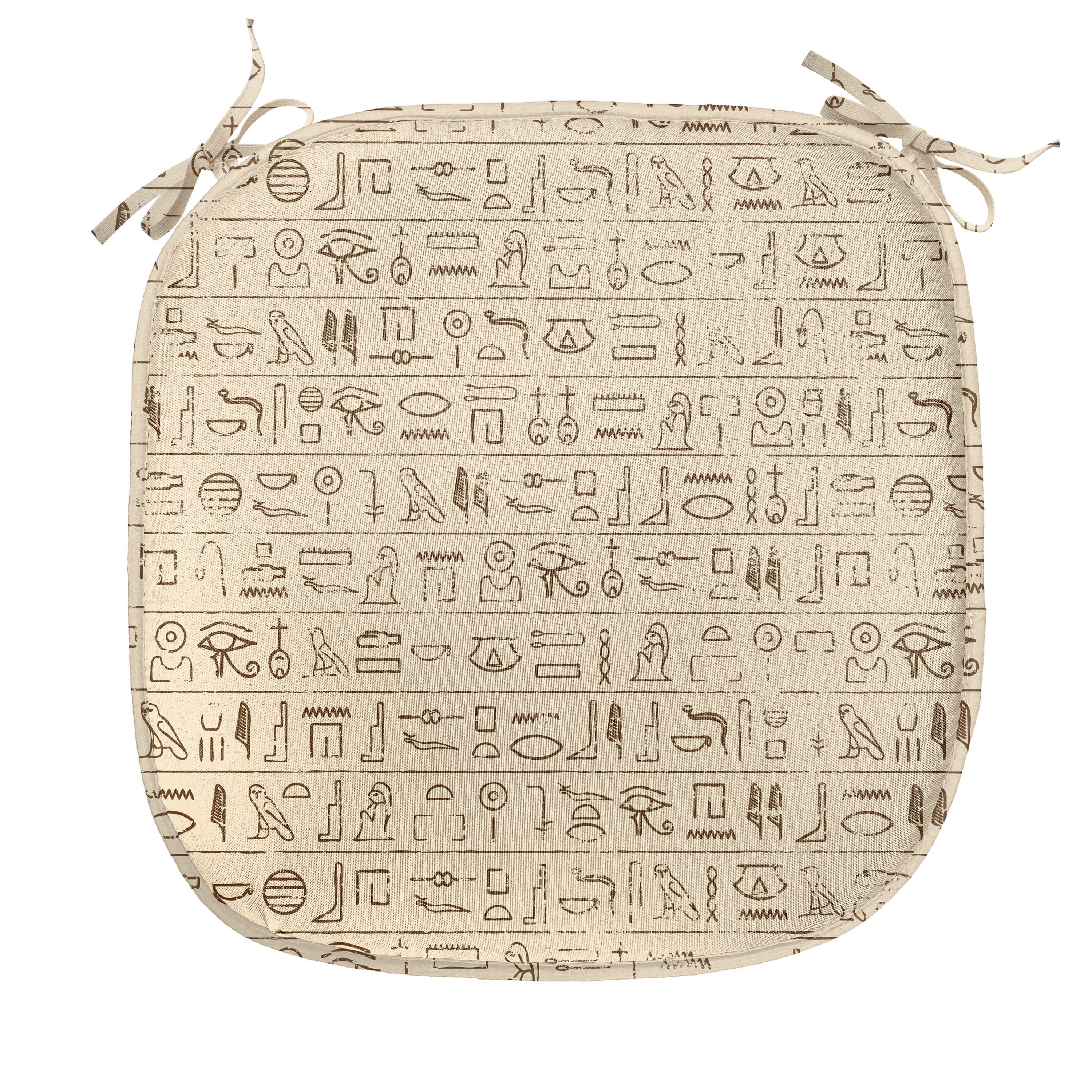 Abakuhaus Stuhlkissen Dekoratives wasserfestes Kissen ägyptisch Küchensitze, mit Riemen Dated Hieroglyphics für