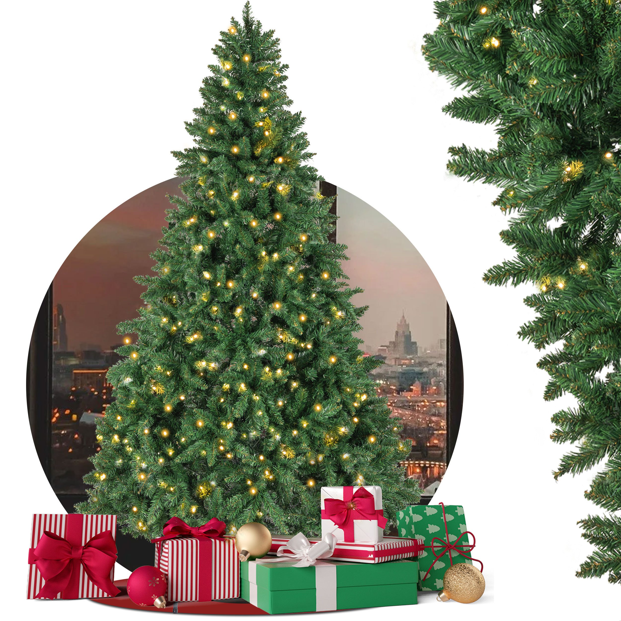 Vankel Künstlicher Weihnachtsbaum tannenbaum mit beleuchtung schmuck mit li günstig online kaufen