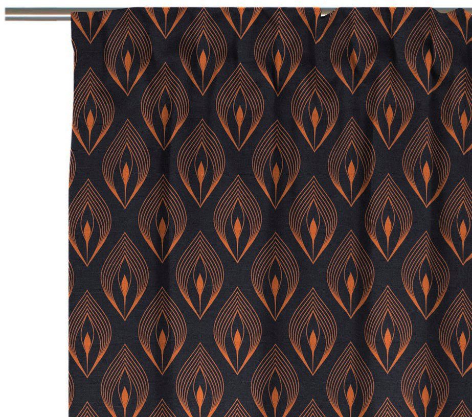 Vorhang Feathers, aus orange/dunkelblau Multifunktionsband (1 Adam, St), blickdicht, Bio-Baumwolle Jacquard, nachhaltig