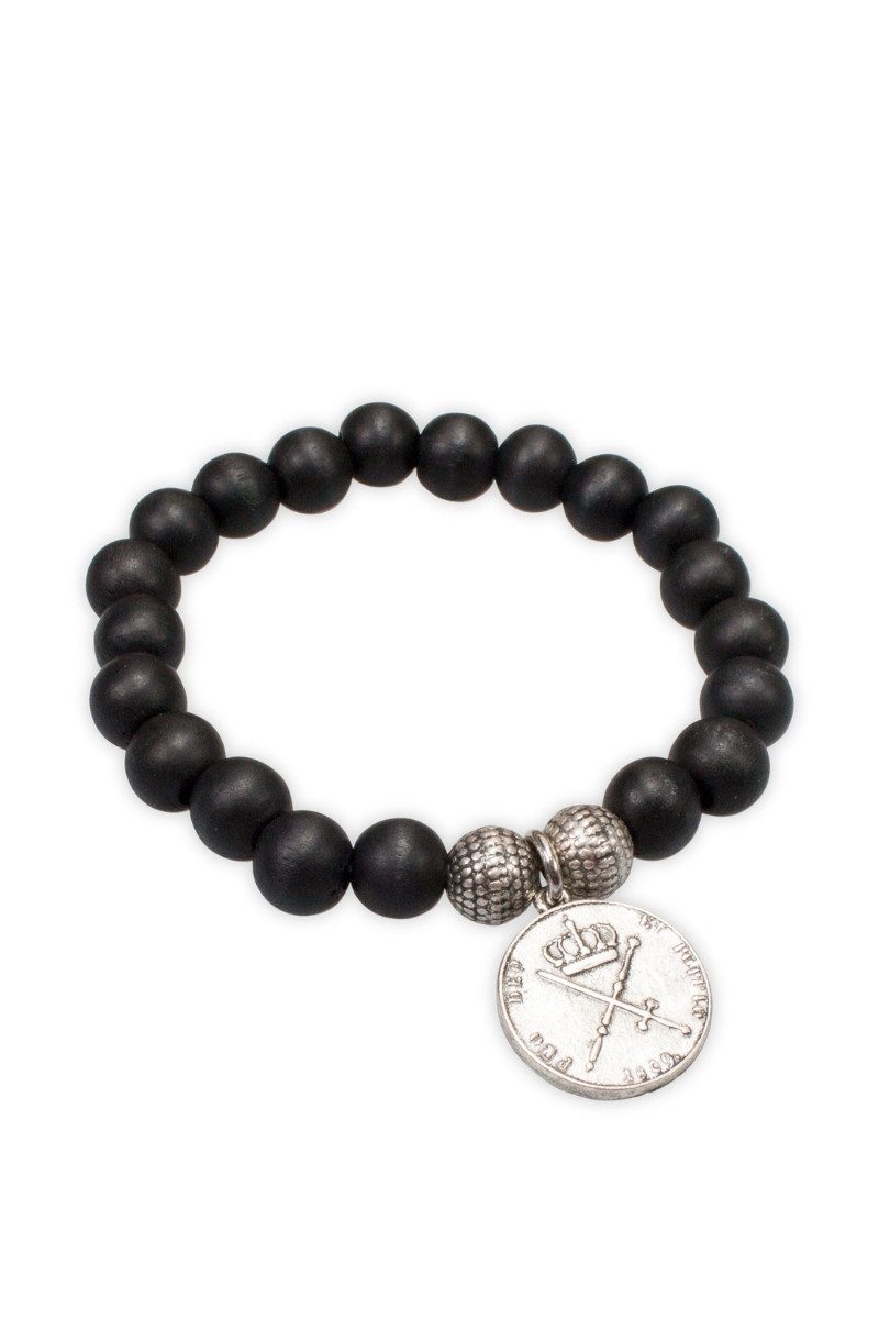 Alpenflüstern Ketten und Armband Set Herren Armband - MÜNZE - schwarz